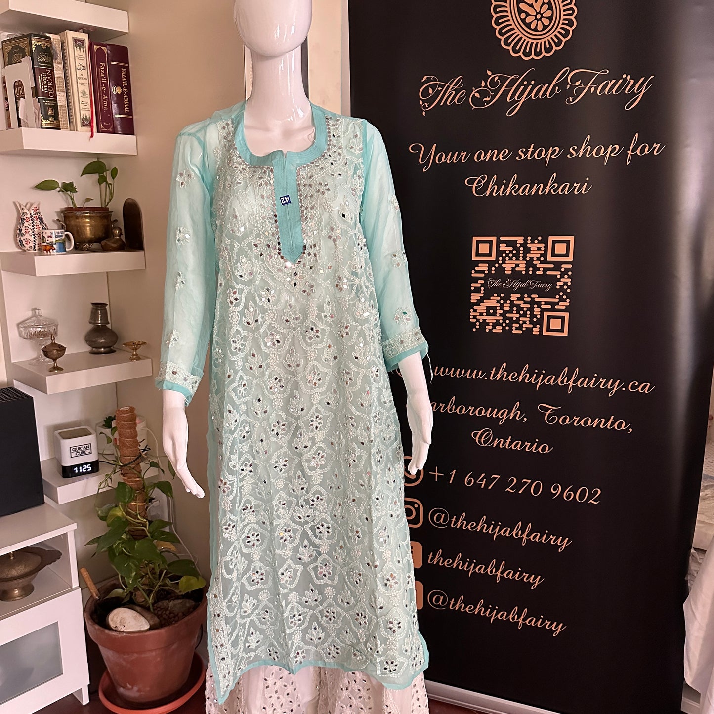 Firozi Blue - Georgette Mirror Kurta