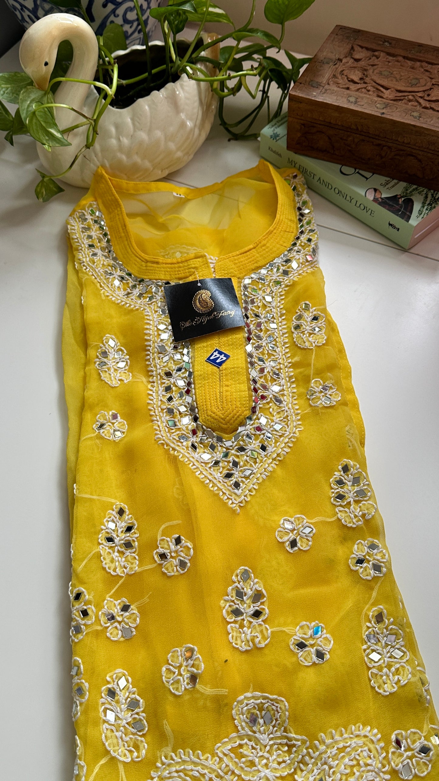 Yellow - Georgette Mirror Kurta