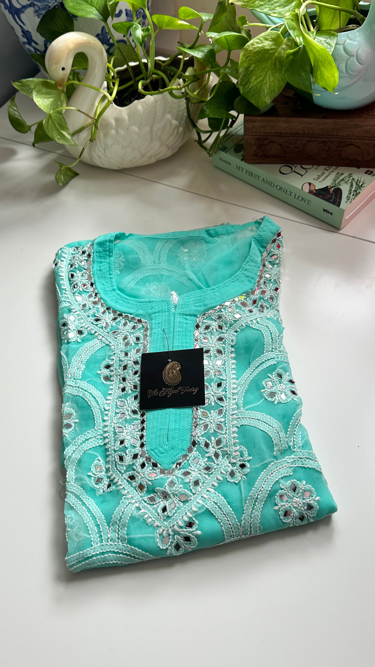 Firozi Blue - Georgette Mirror Kurta
