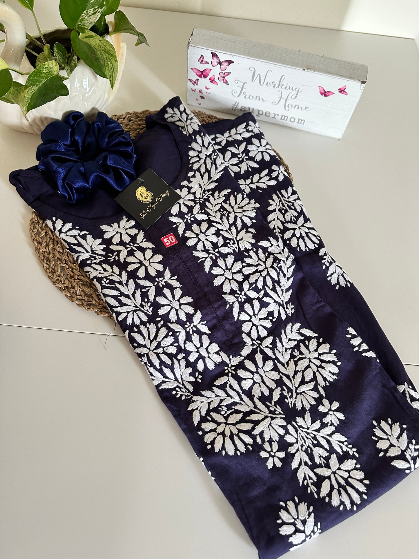 Navy Blue - Modal Straight Kurta