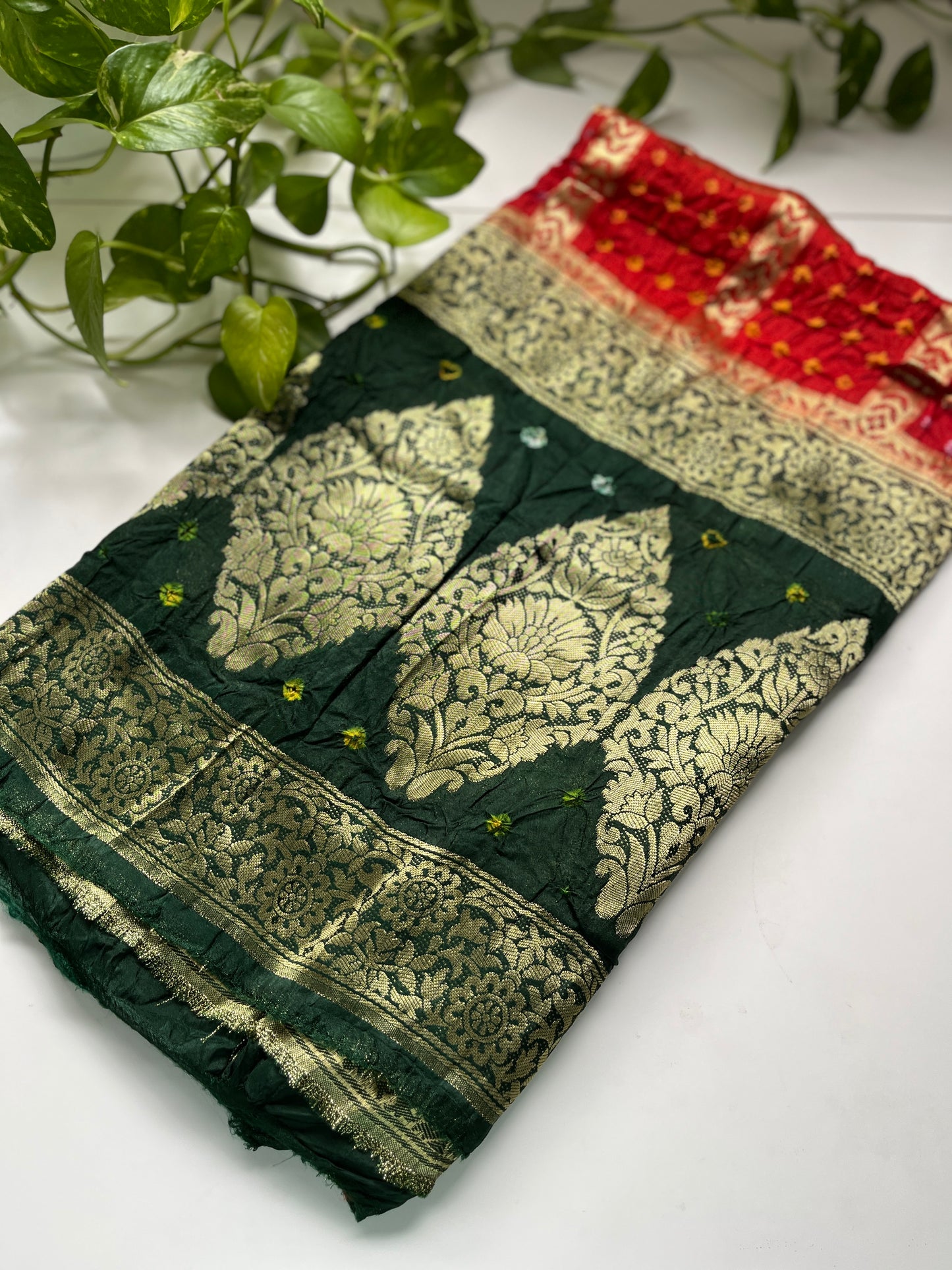 Gaji Silk Gharchola Dupatta GREEN