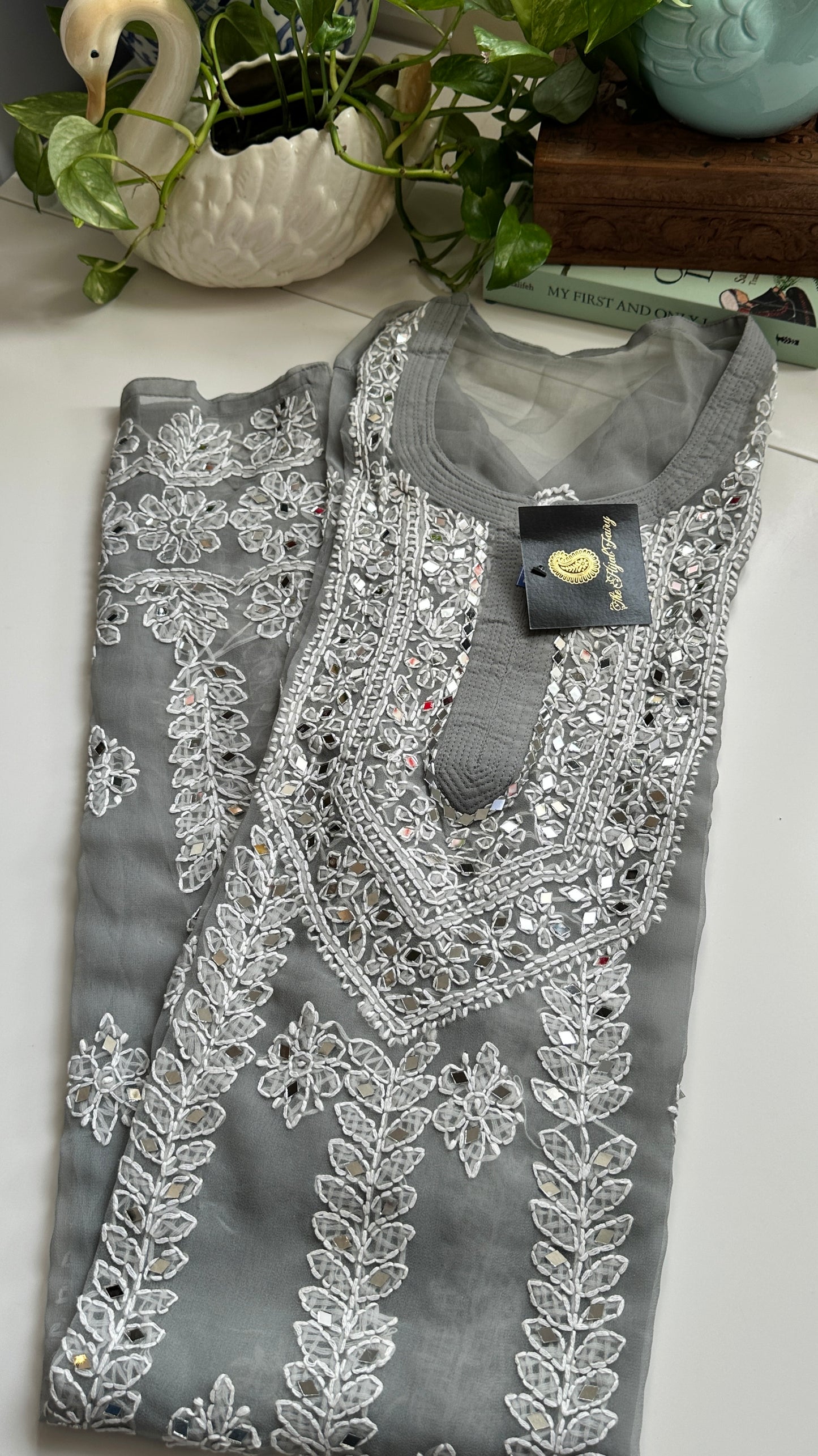 Grey - Georgette Mirror Kurta
