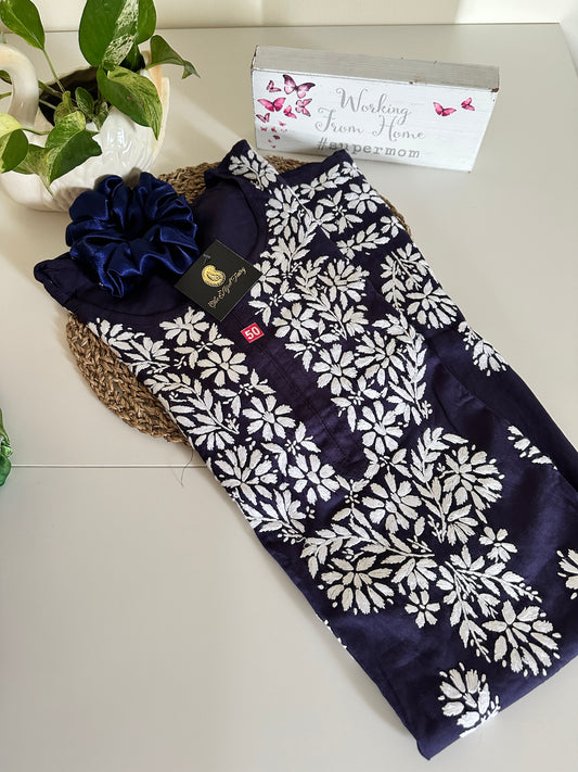 Navy Blue - Modal Straight Kurta