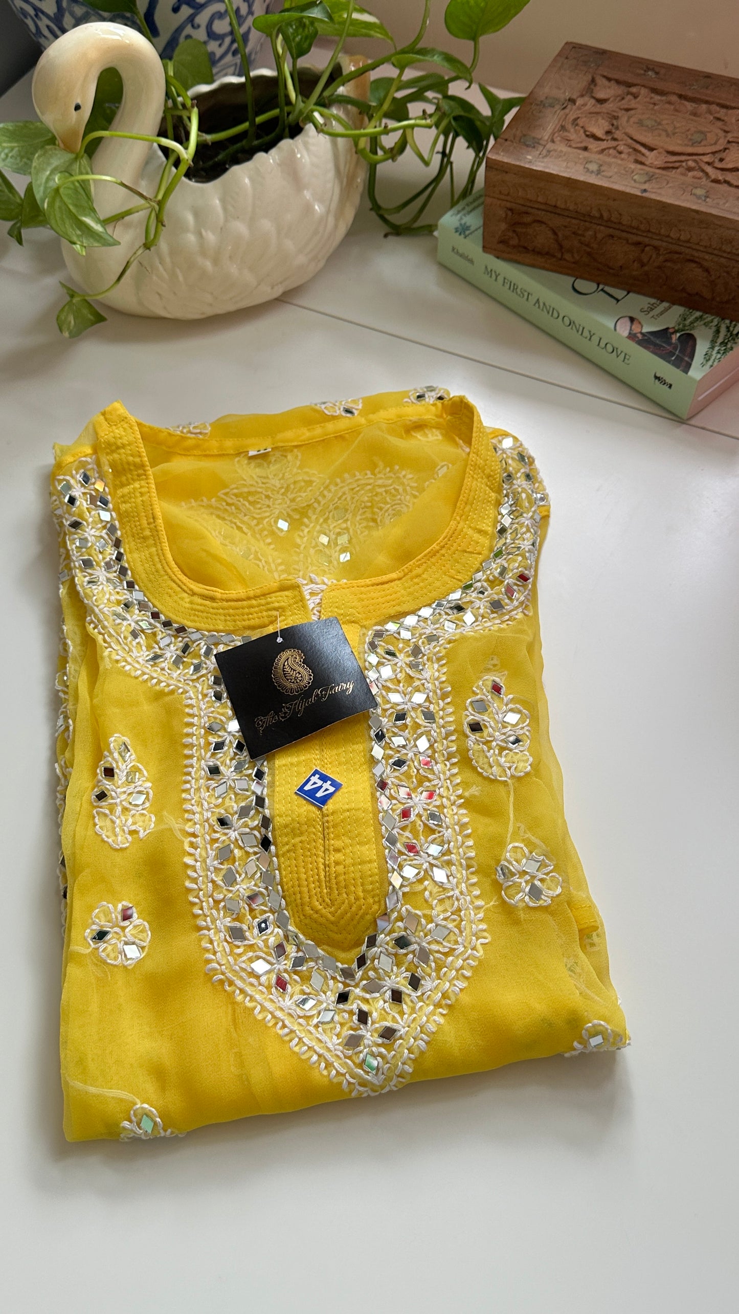 Yellow - Georgette Mirror Kurta