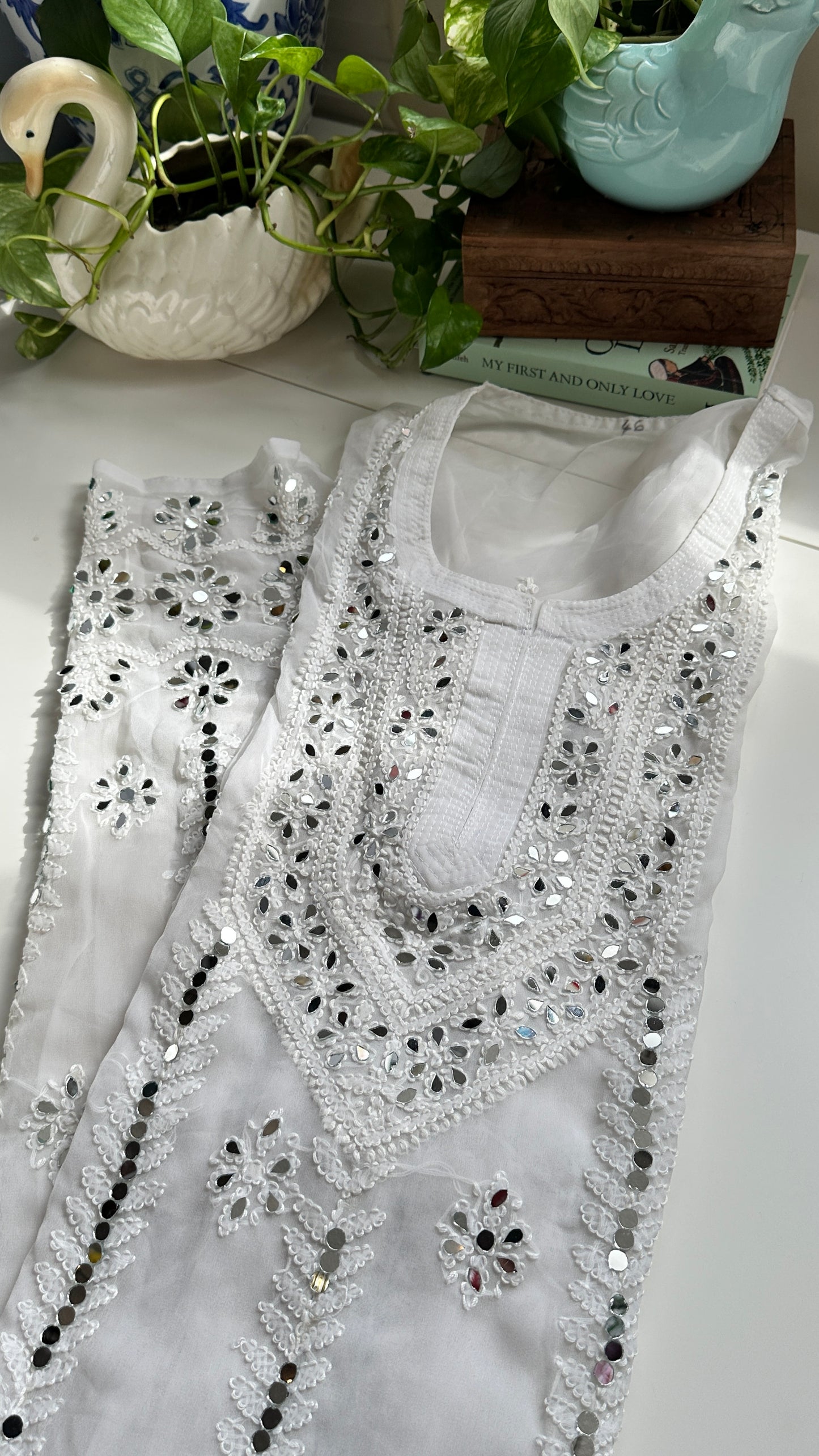White - Georgette Mirror Kurta
