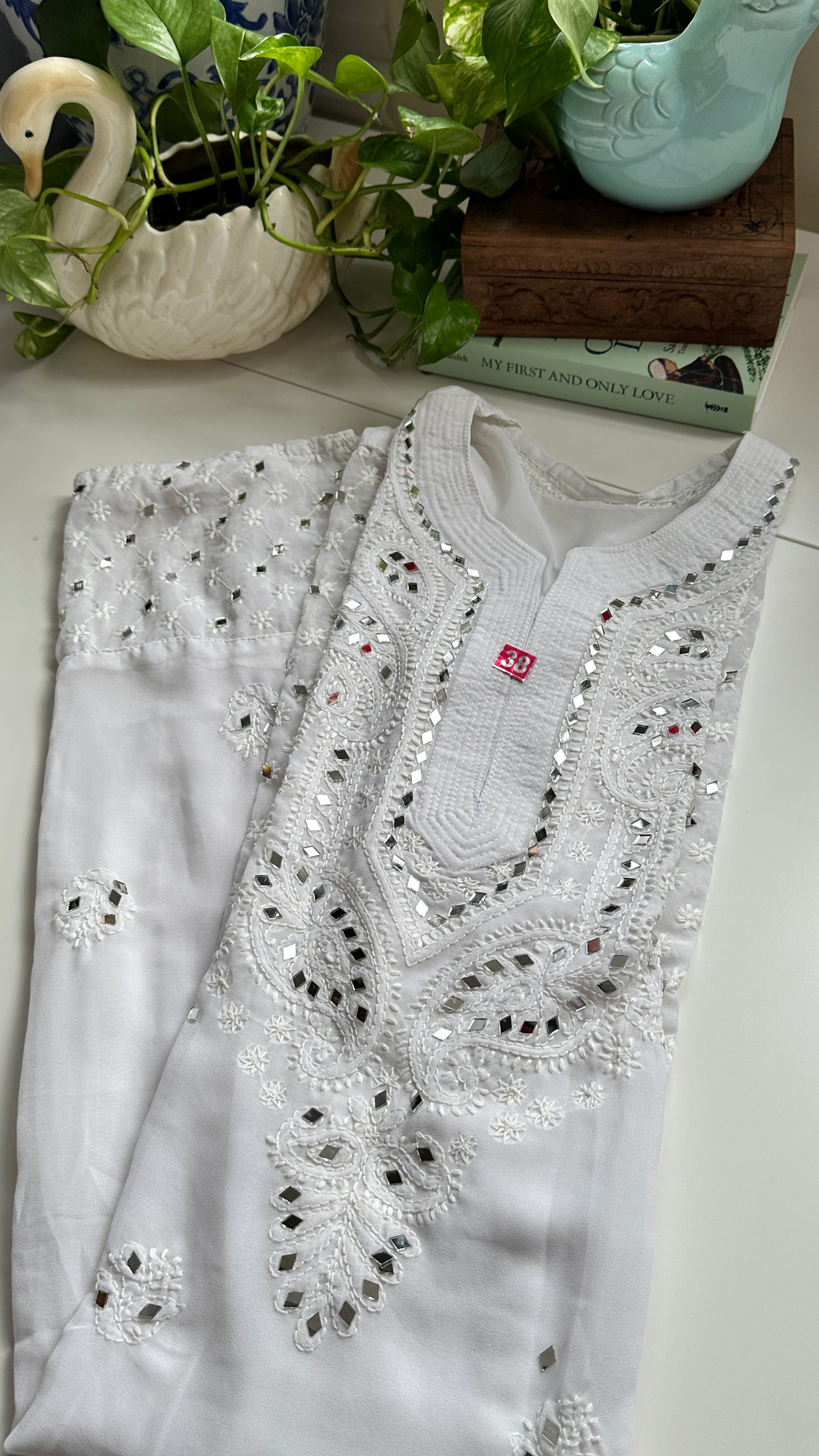 White - Georgette Mirror Kurta