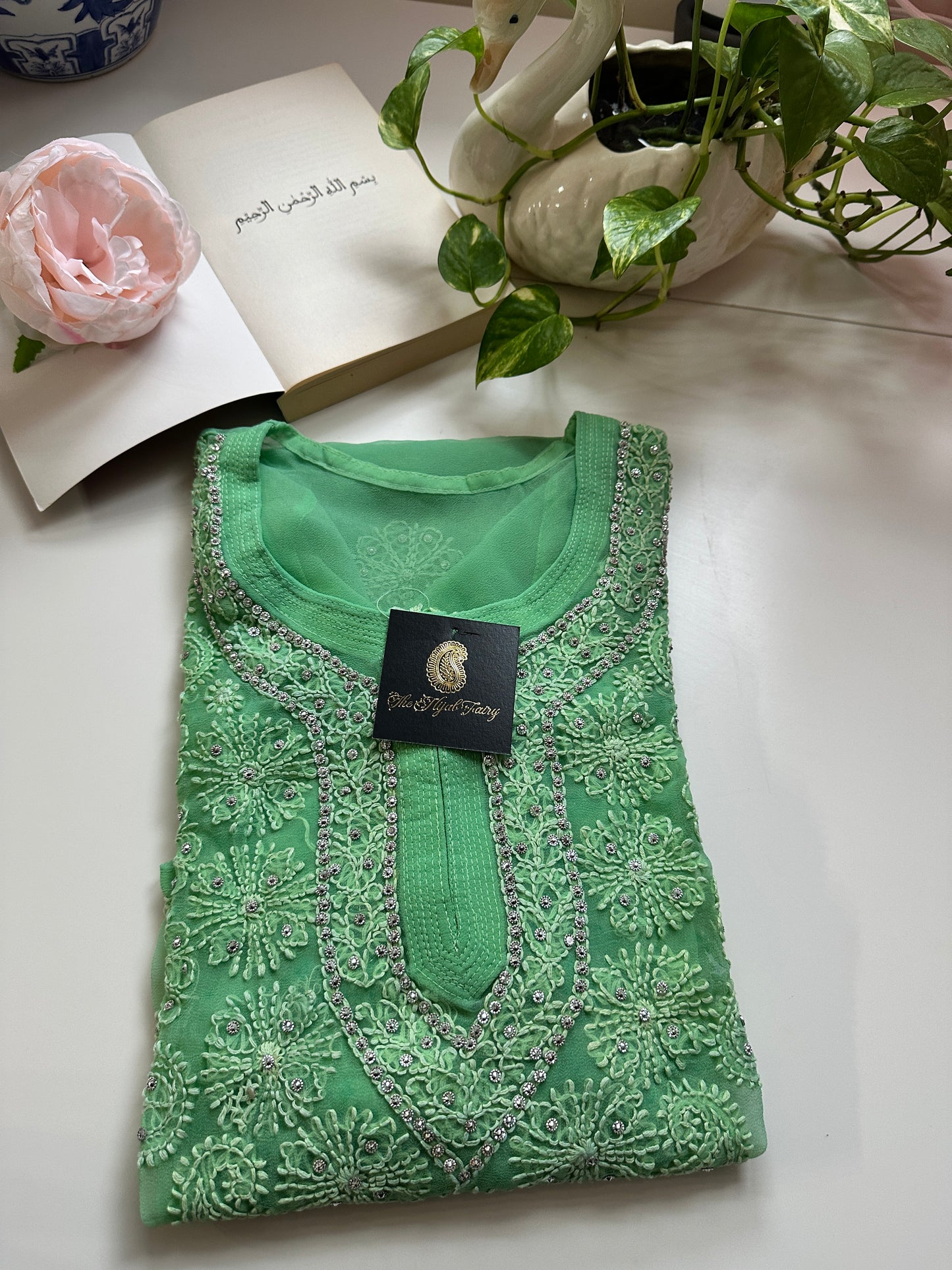 Mint Green - Georgette Stone Kurta