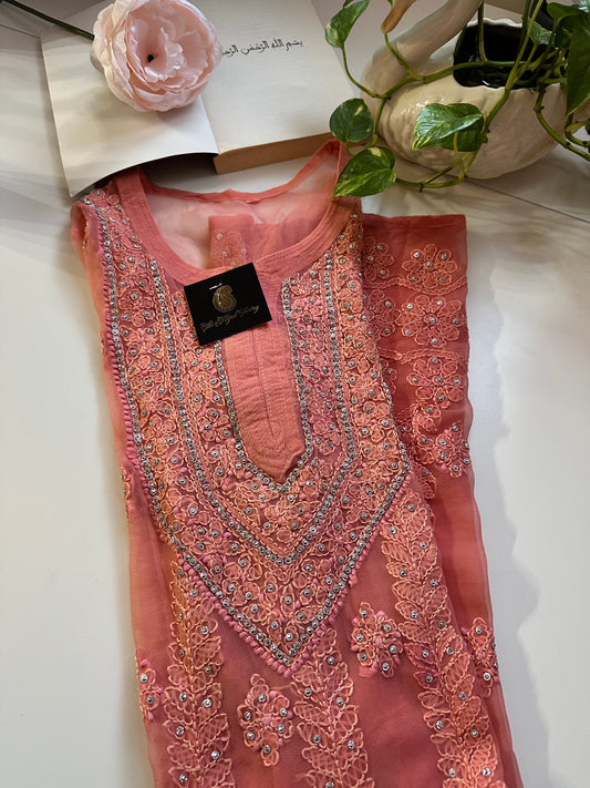 Peach Tiedye - Georgette Stone Kurta