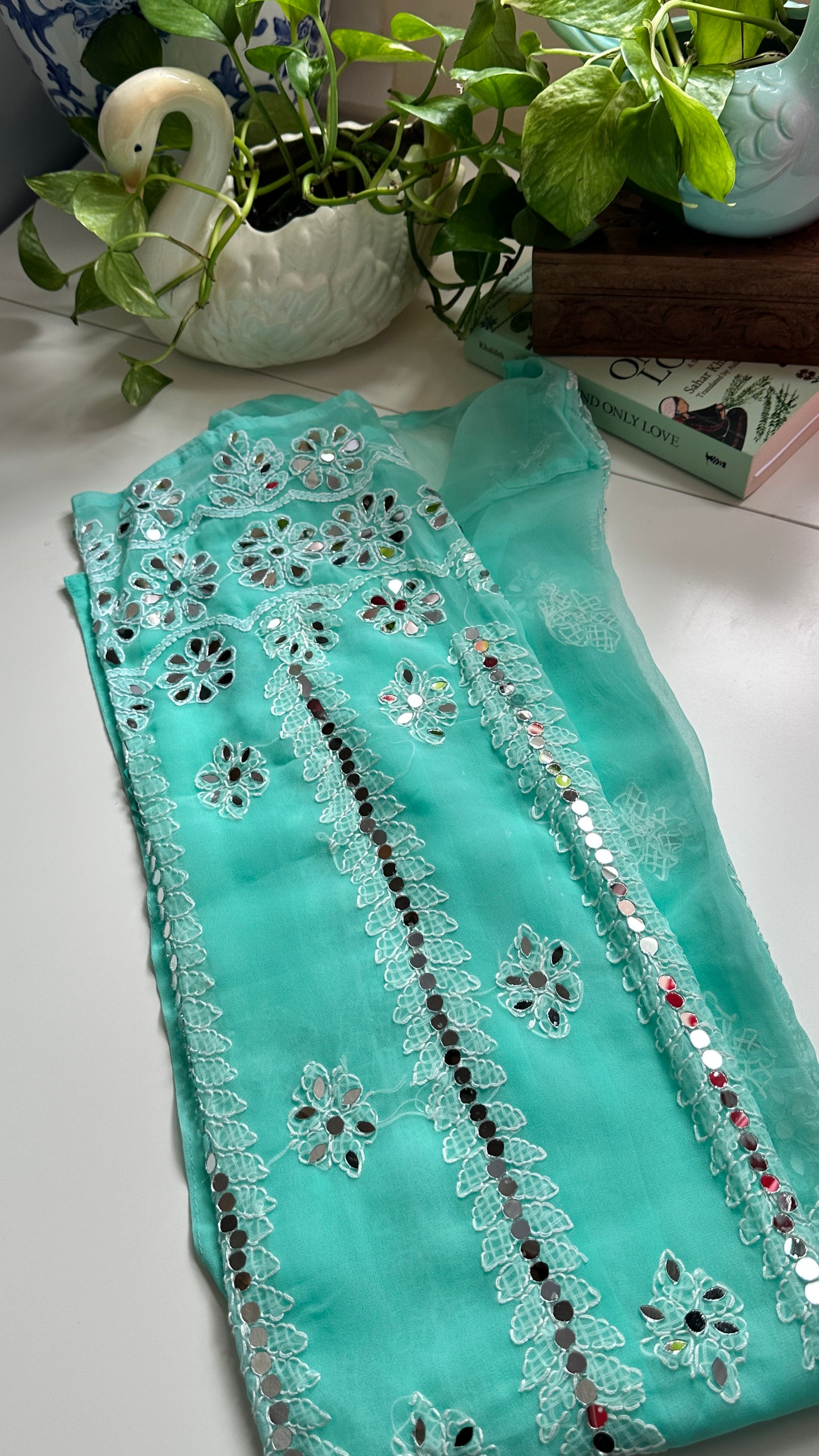 Firozi Blue - Georgette Mirror Kurta