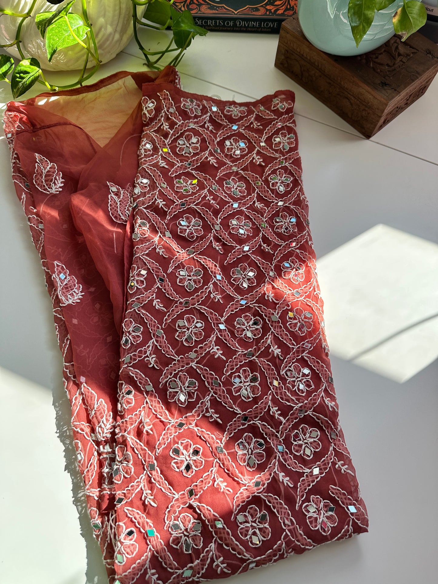 Brick - Georgette Mirror Kurta