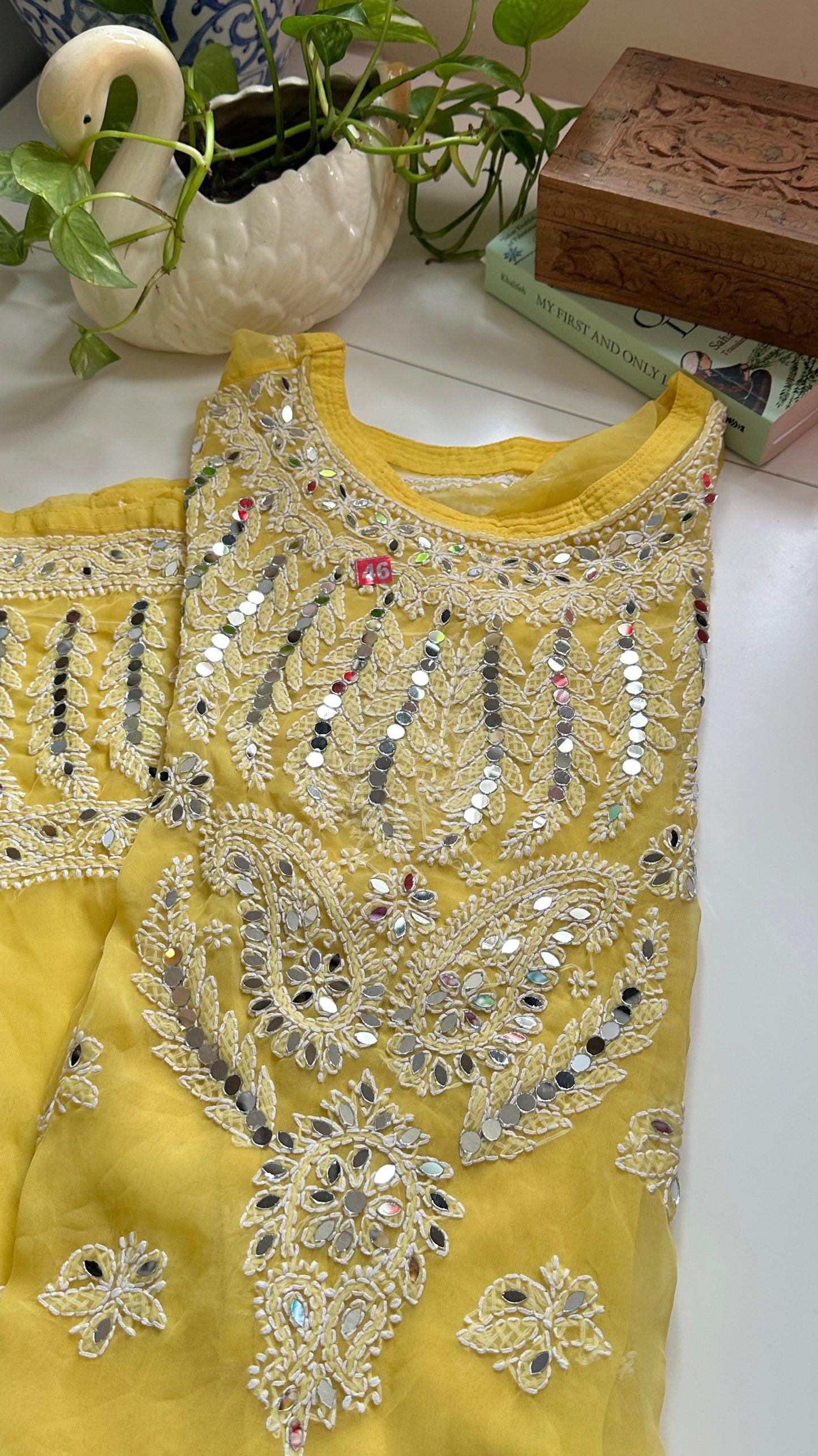 Yellow - Georgette Mirror Kurta