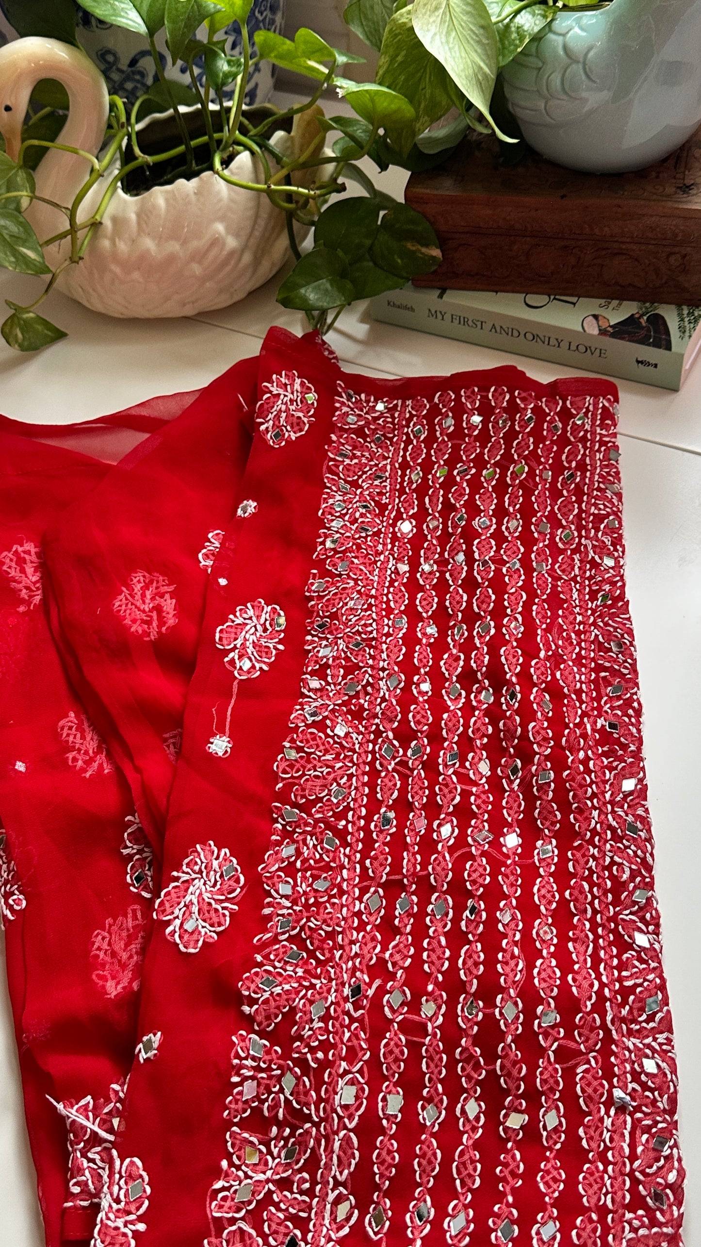 Red - Georgette Mirror Kurta