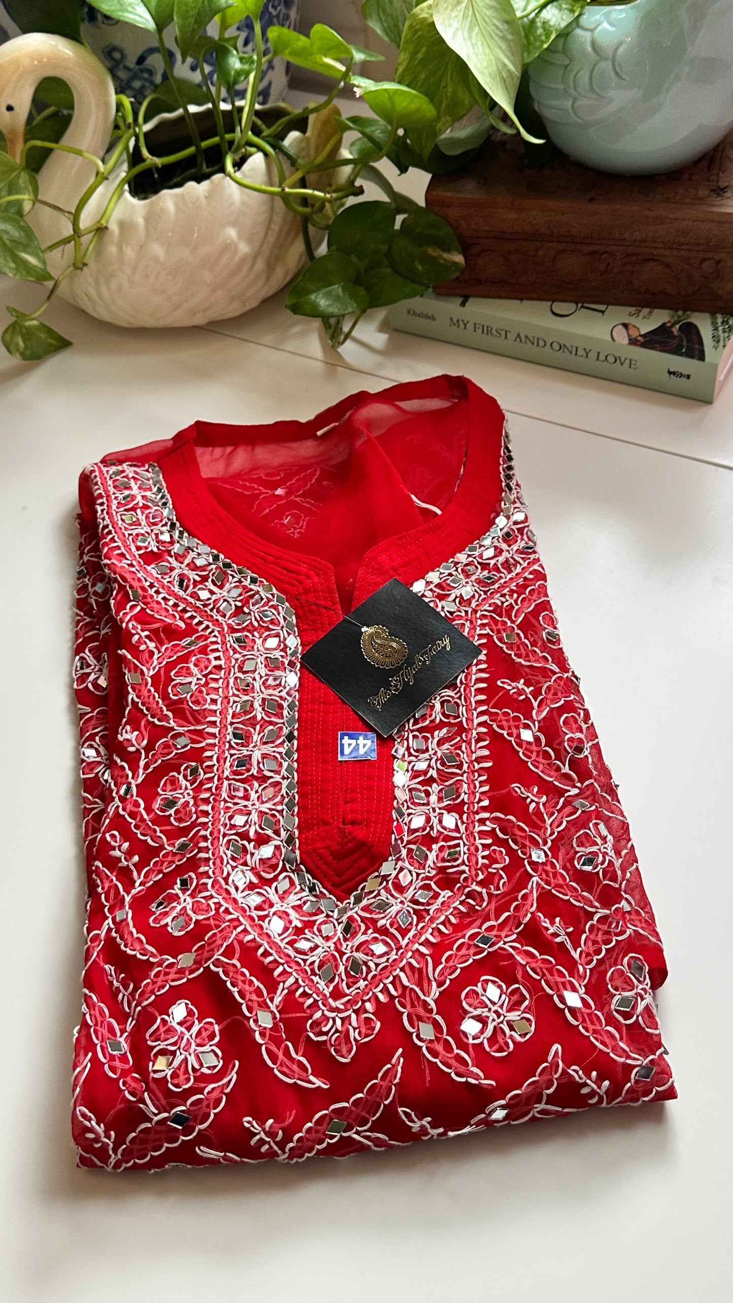 Red - Georgette Mirror Kurta
