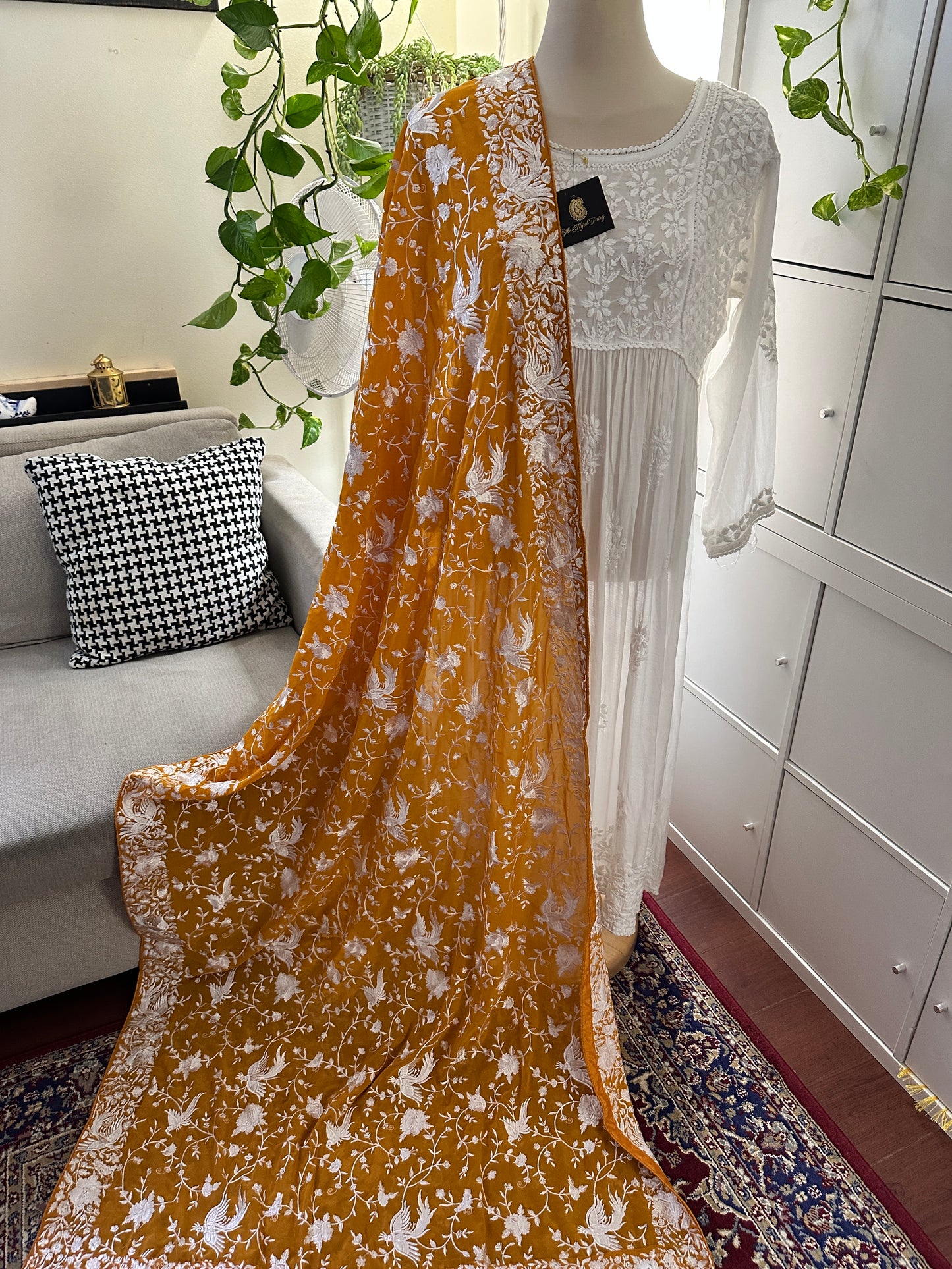 Parsi Gara Premium Dupatta - Mustard