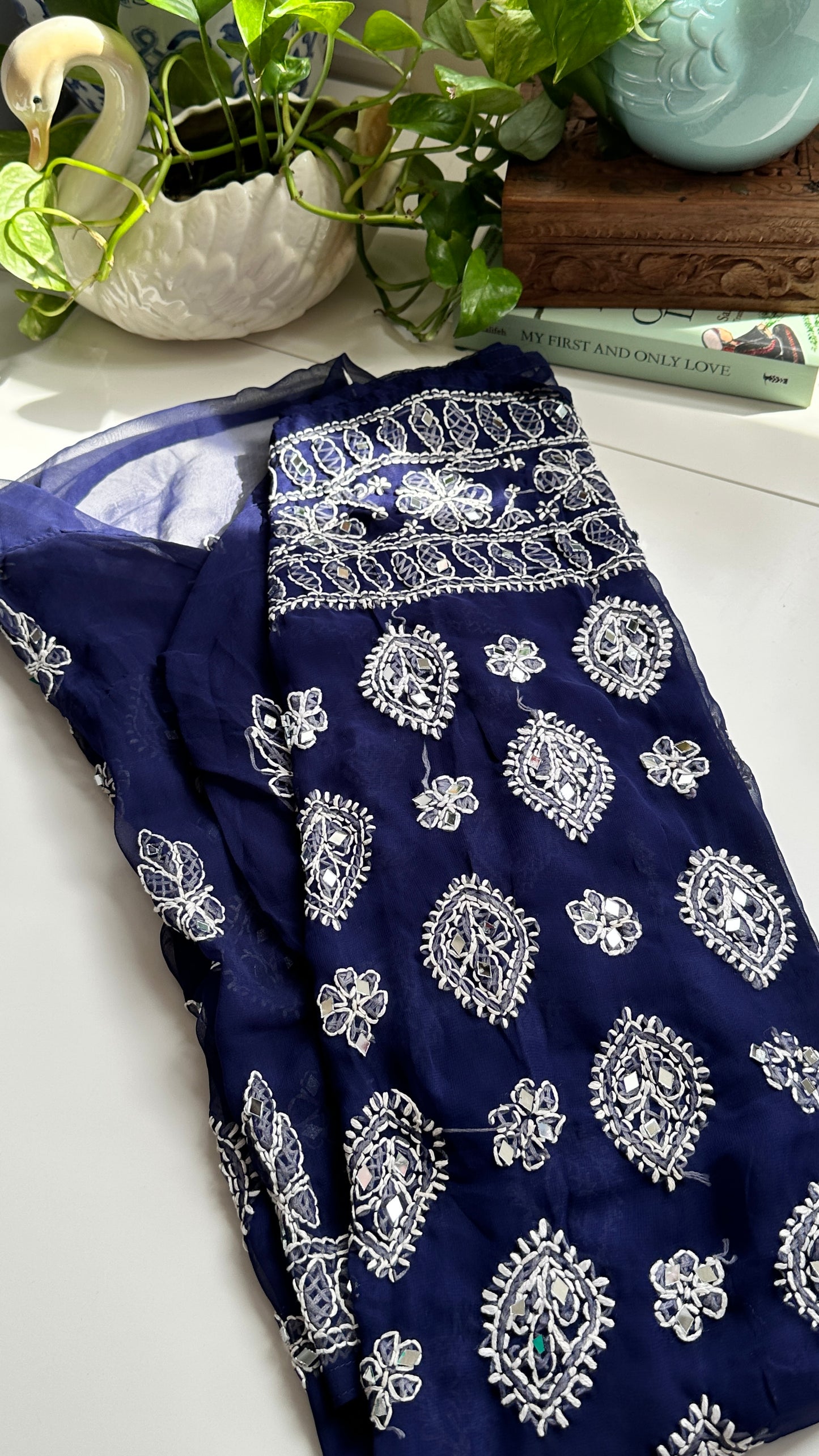 Dark Blue - Georgette Mirror Kurta