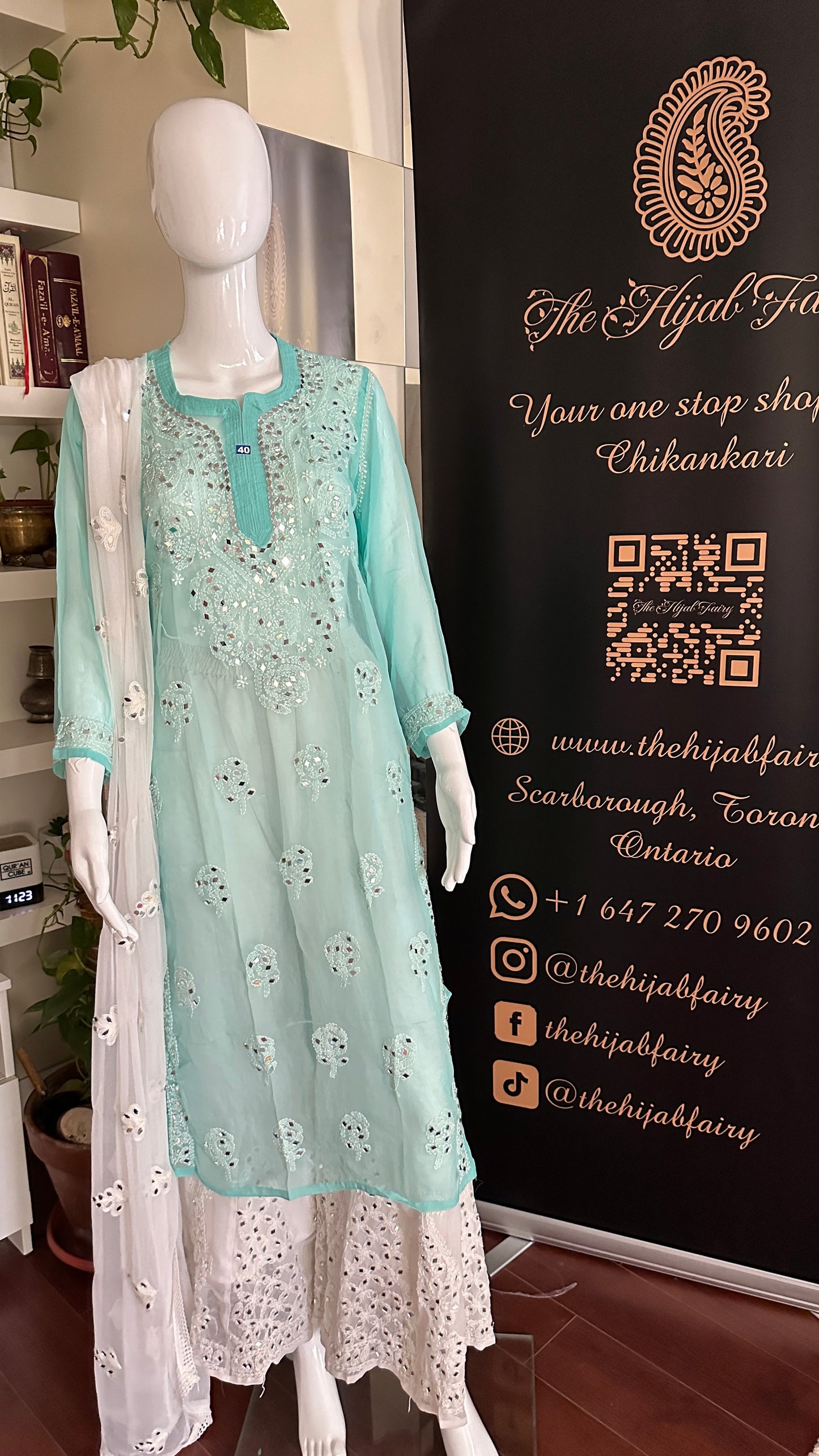 Firozi Blue - Georgette Mirror Kurta