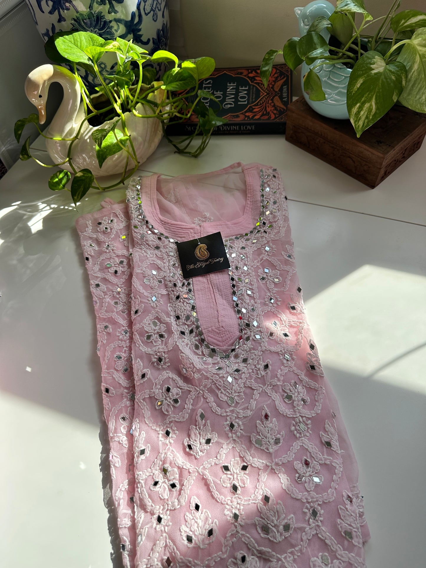 Light Pink - Georgette Mirror Kurta