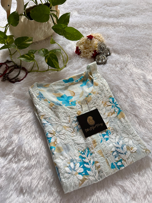 Mulmul Printed Kurti- Blue 2