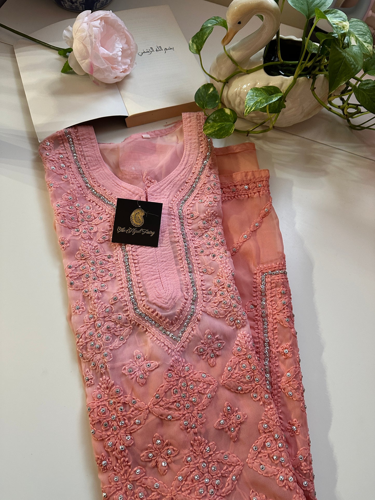 Peach Ombre - Georgette Stone Kurta