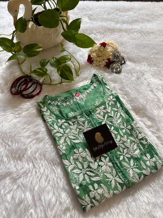 Malmal Printed Kurti- Green 1