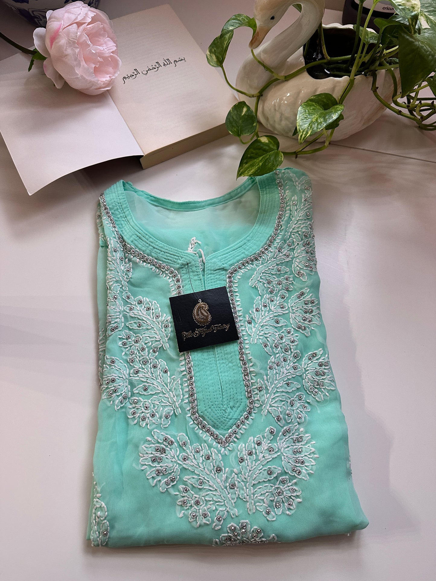 Light Firozi - Georgette Stone Kurta