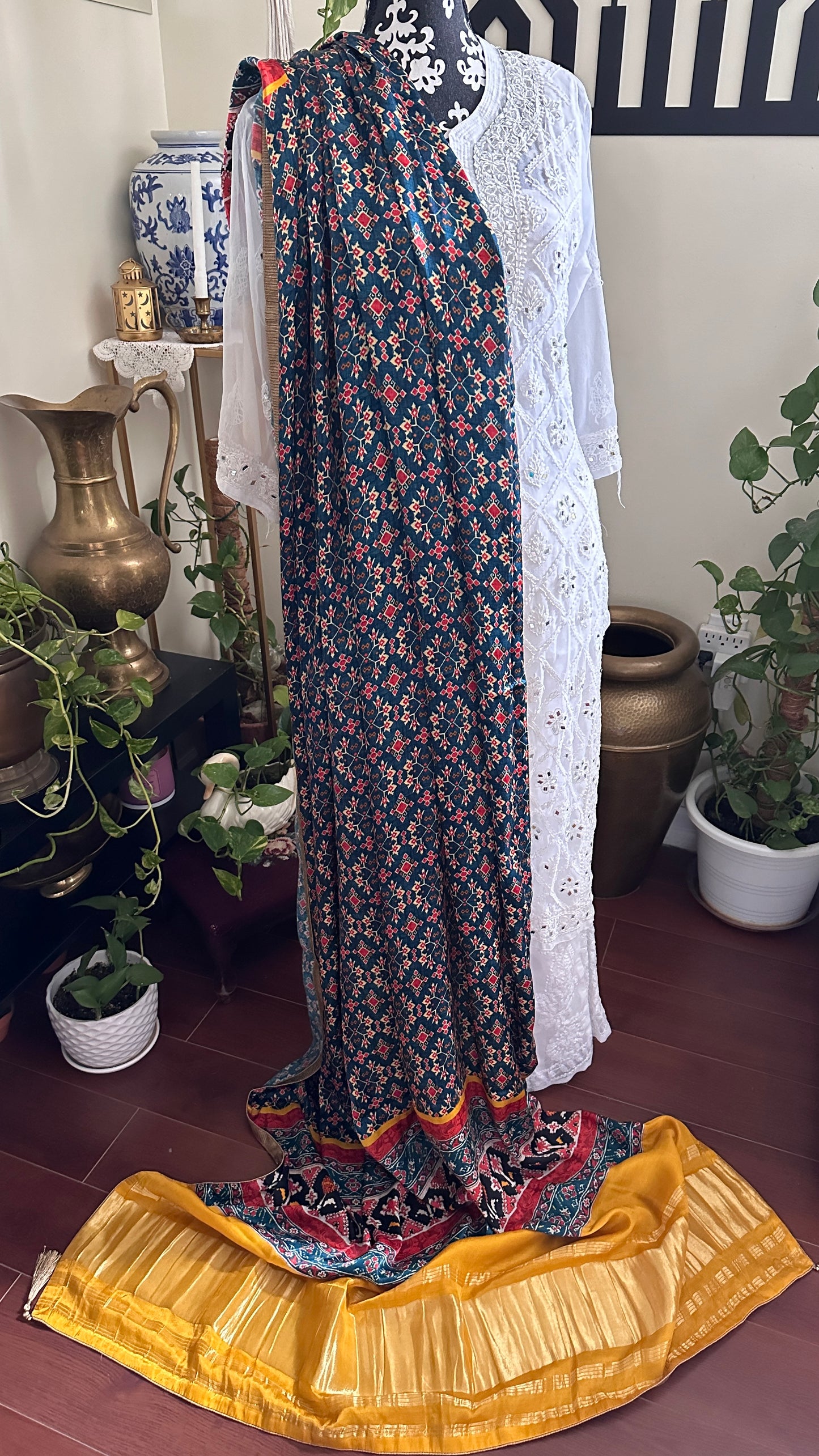 Patan Patpola Silk Dupatta Blue