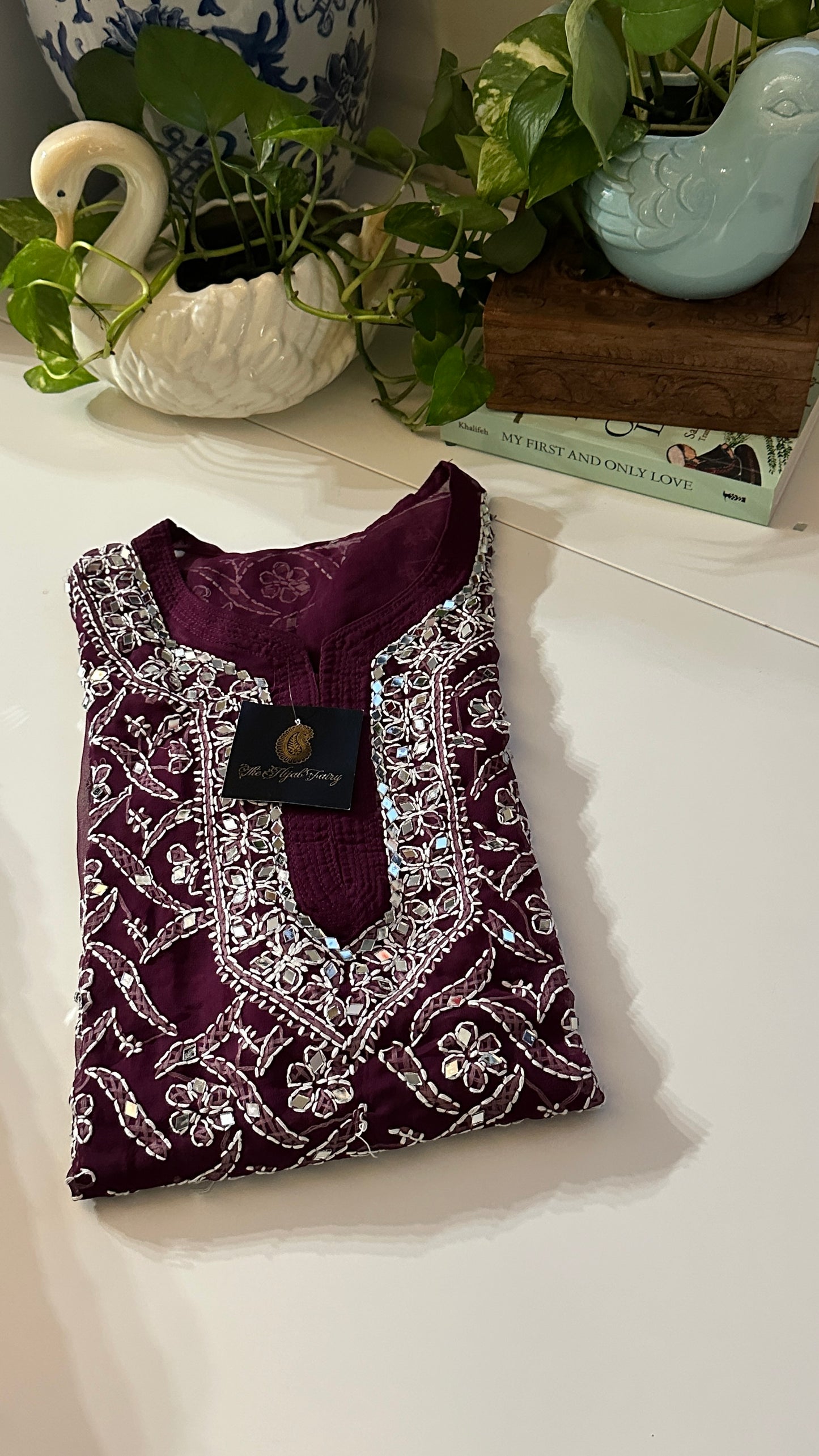 Wine - Georgette Mirror Kurta