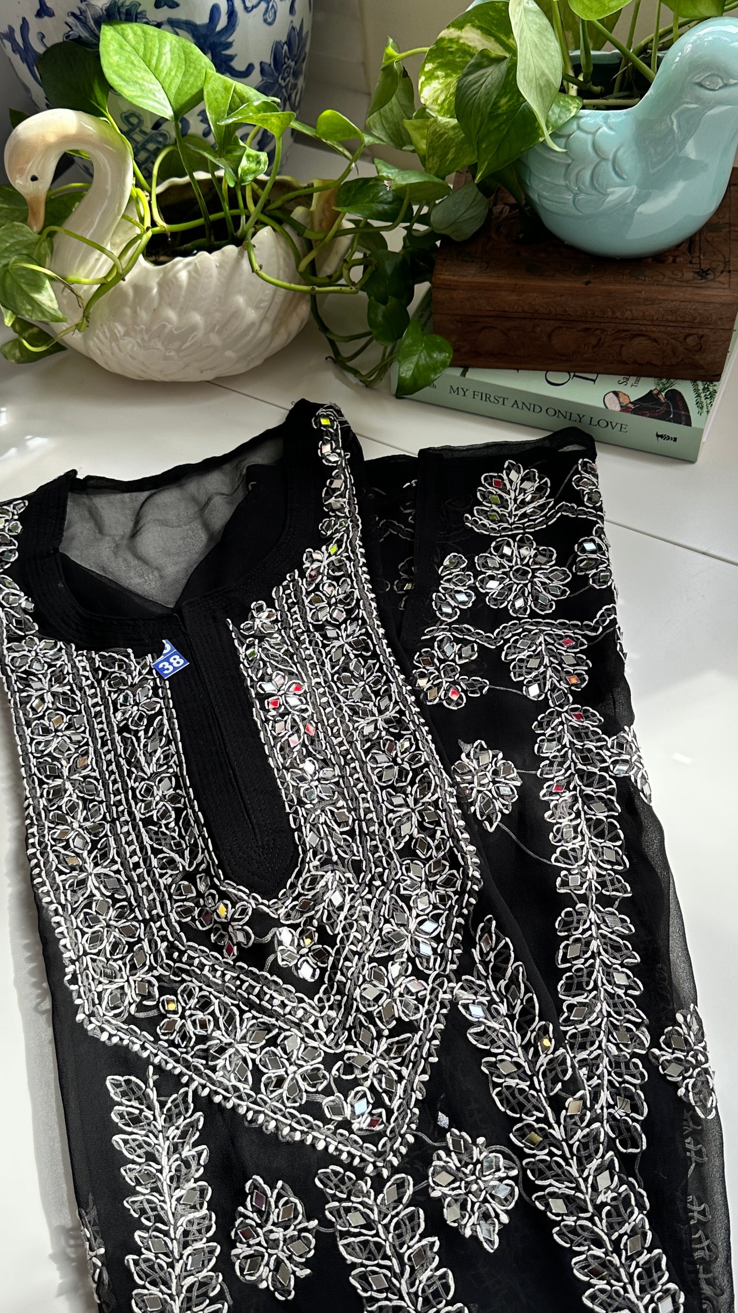 Black - Georgette Mirror Kurta