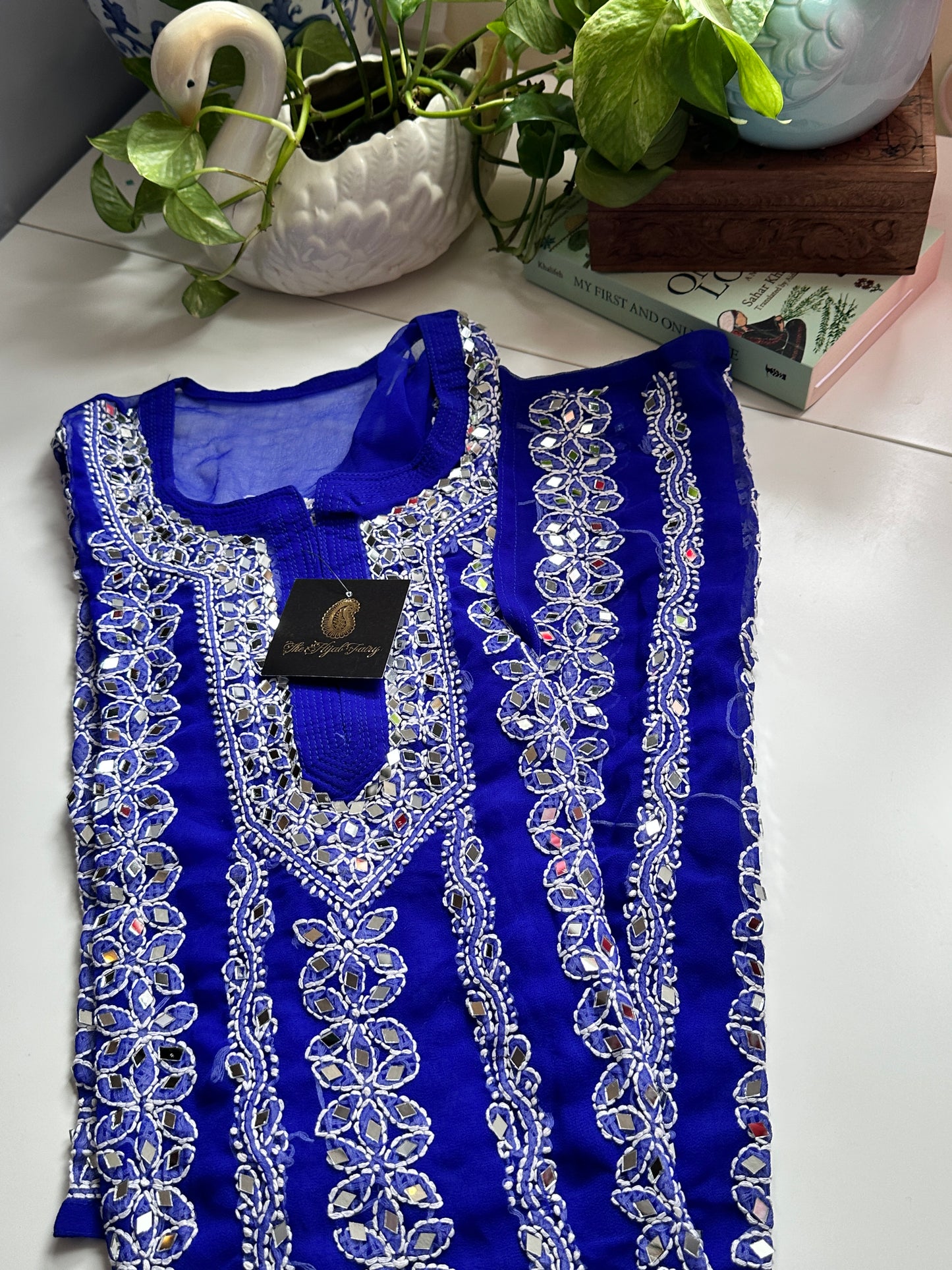 Navy Blue - Georgette Mirror Kurta