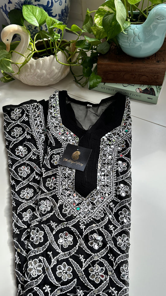 Black - Georgette Mirror Kurta