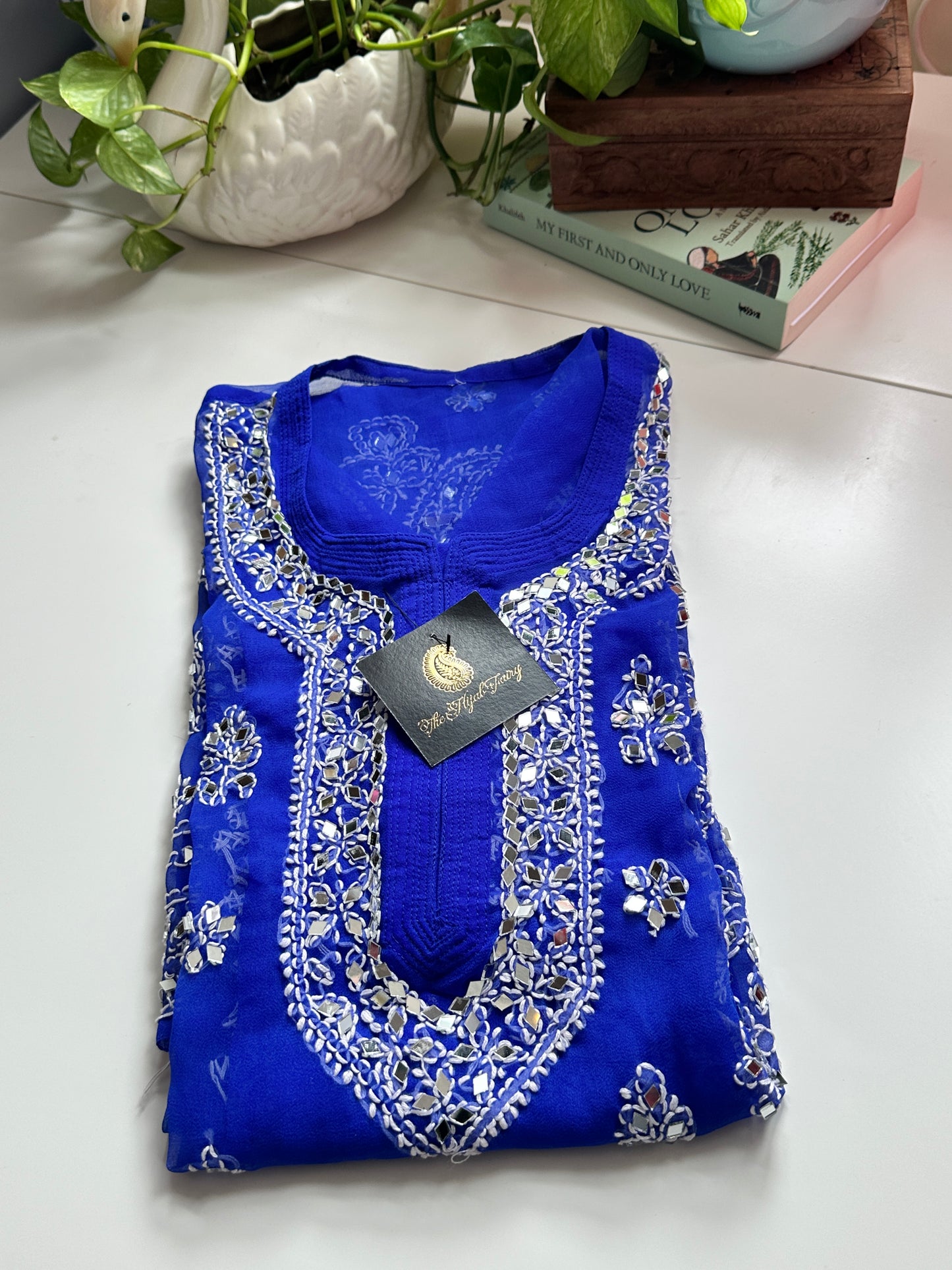 Navy Blue - Georgette Mirror Kurta