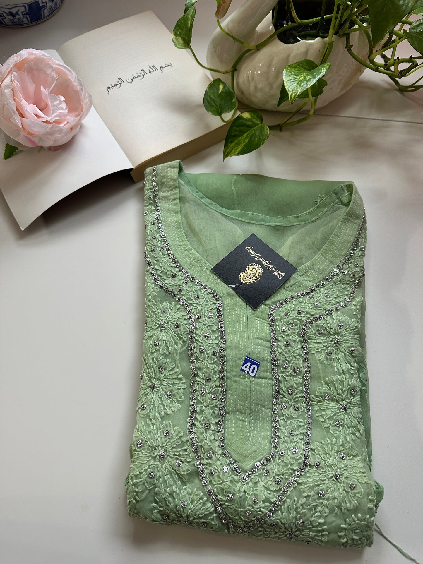 Jade Green - Georgette Stone Kurta