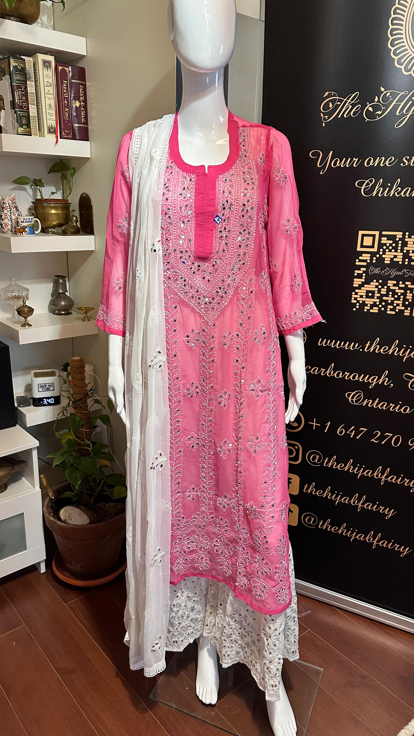 Dark Pink - Georgette Mirror Kurta