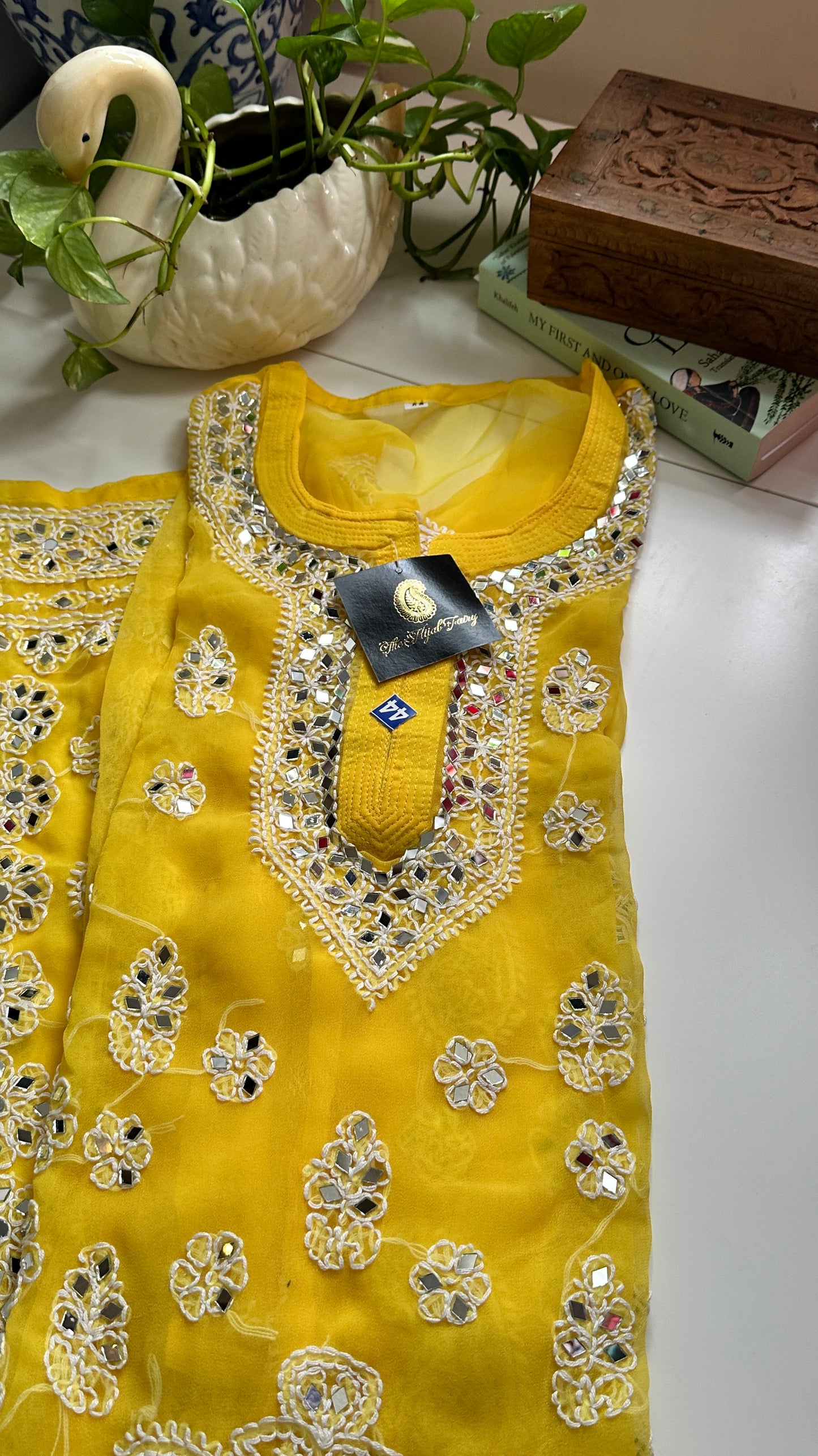 Yellow - Georgette Mirror Kurta