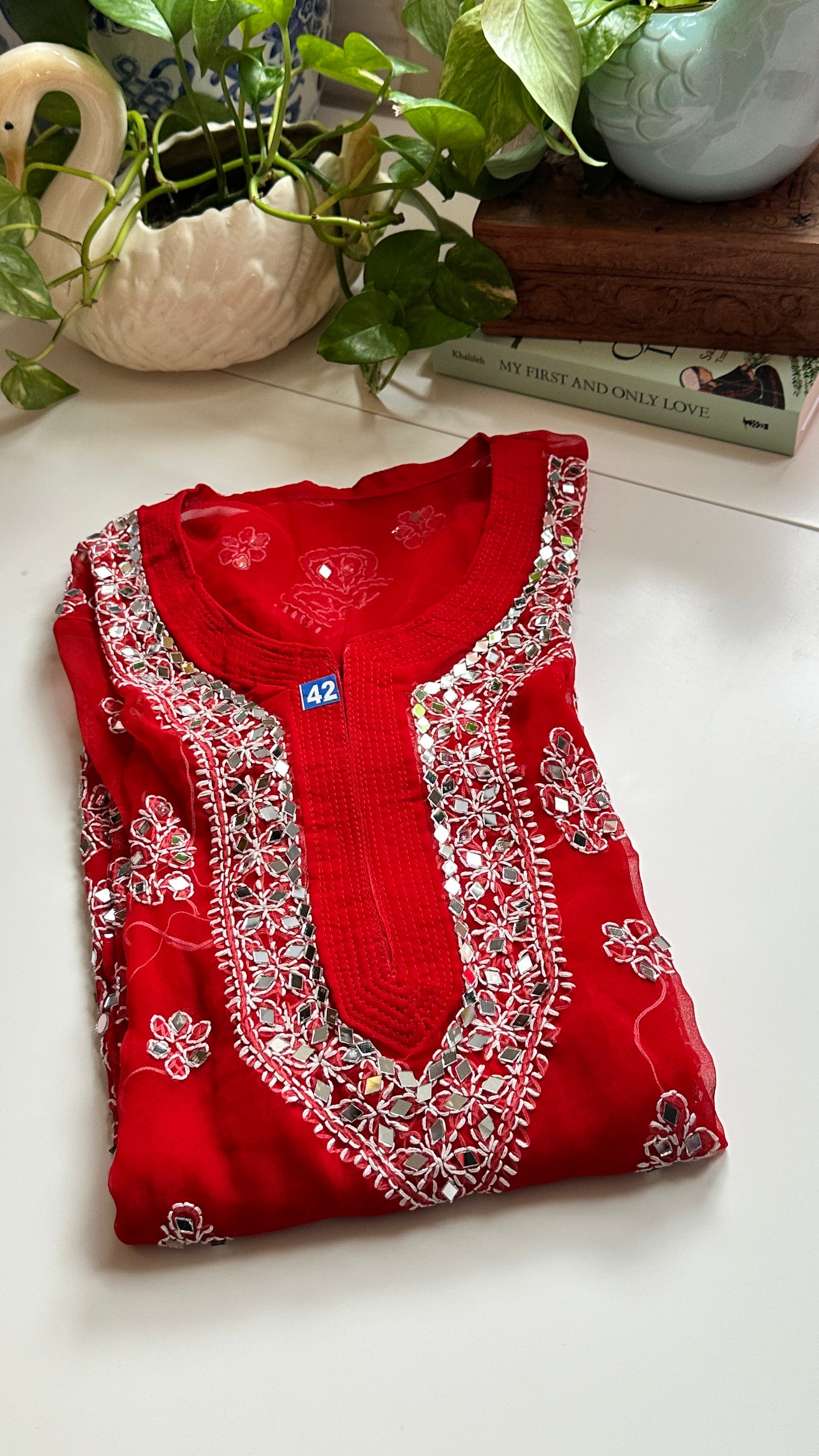 Red - Georgette Mirror Kurta