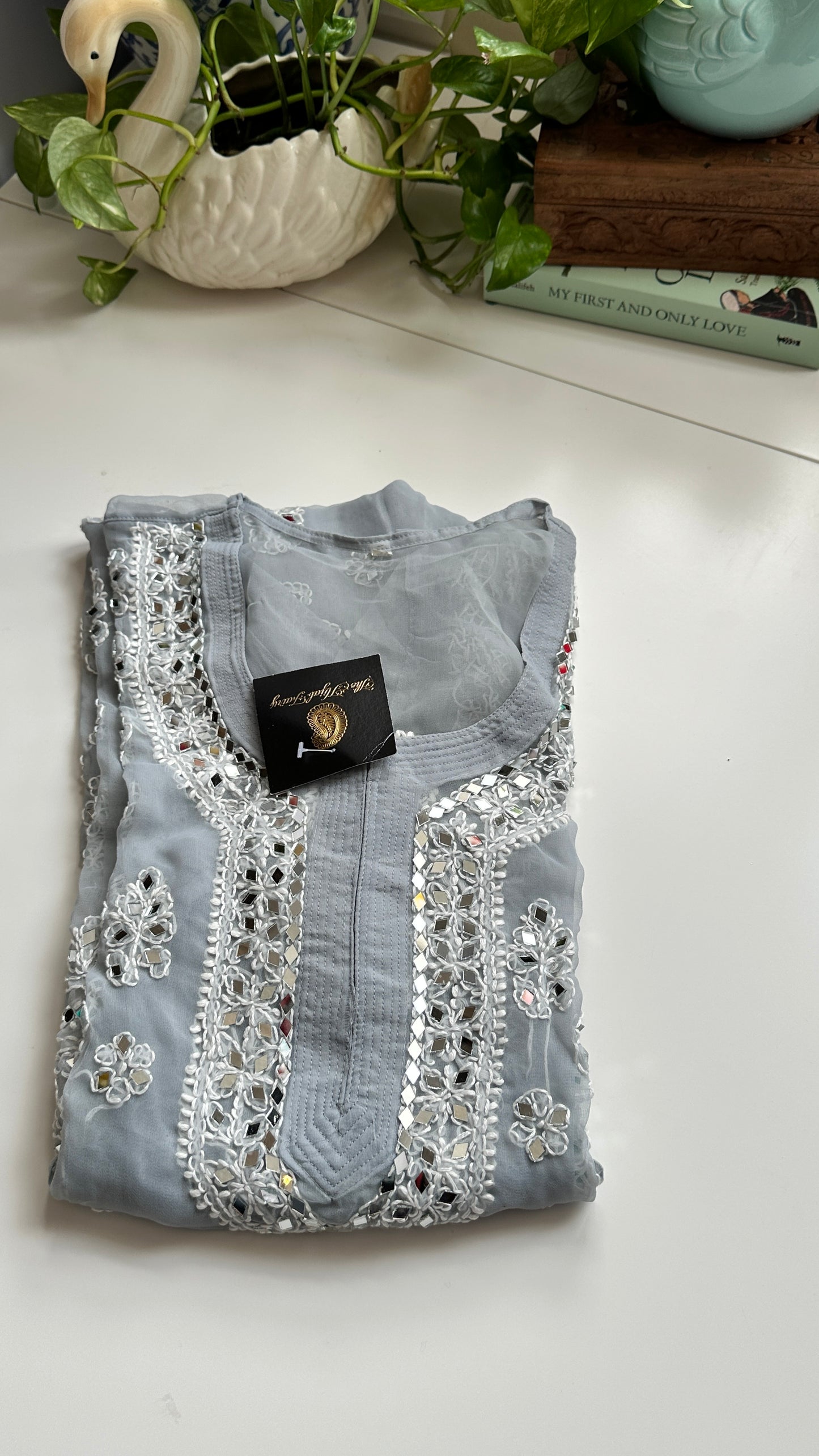 Grey - Georgette Mirror Kurta