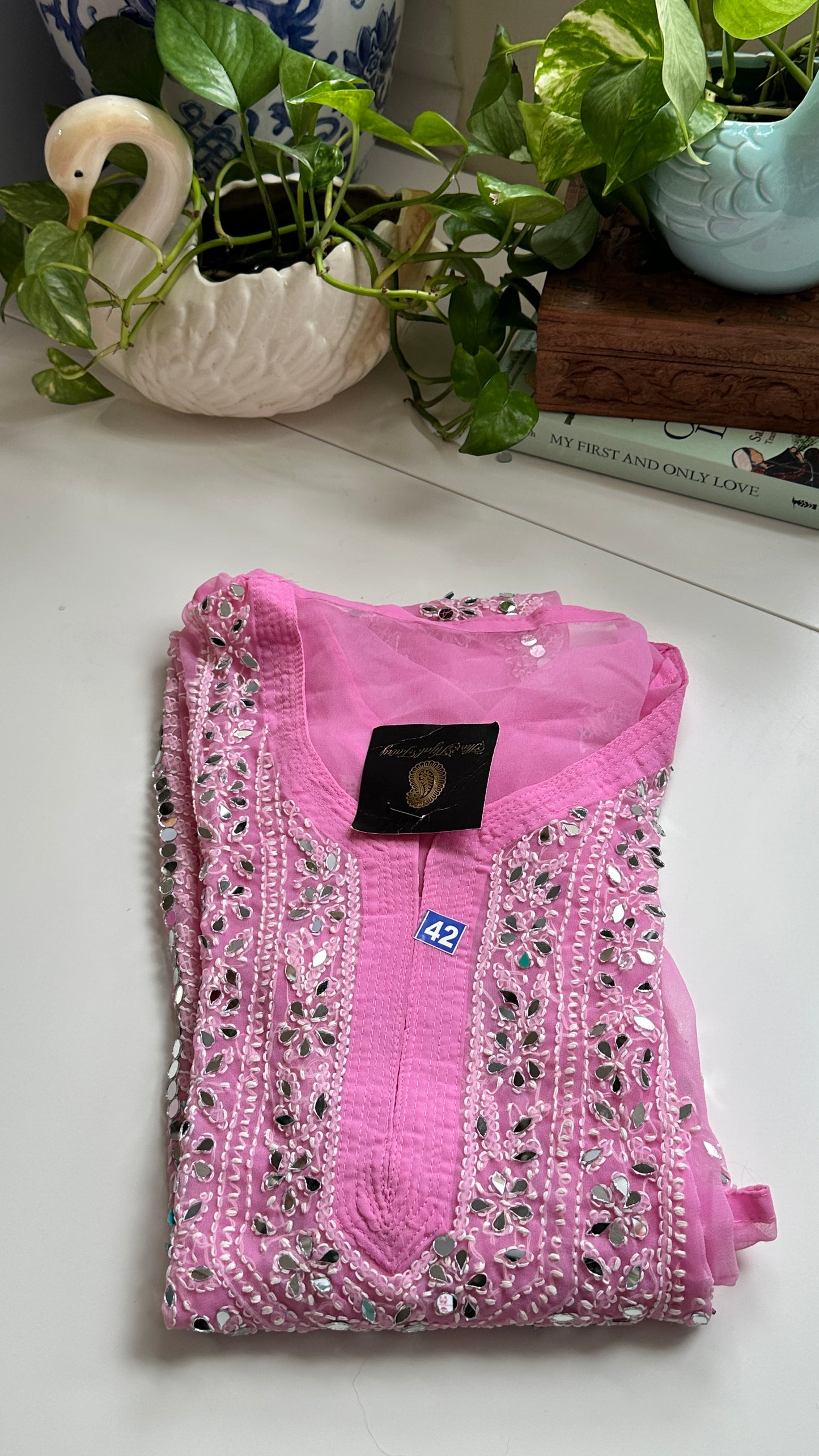 Pink - Georgette Mirror Kurta