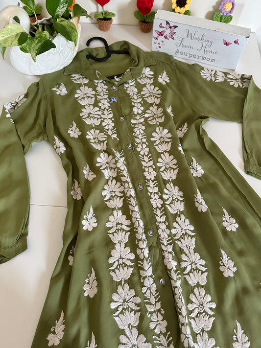 Olive Green - Modal Madhuri Short Shirt