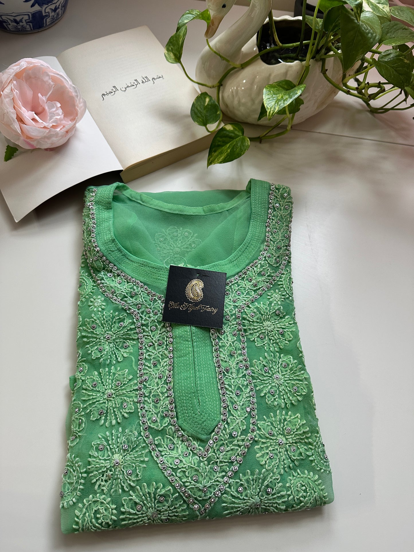 Mint Green - Georgette Stone Kurta