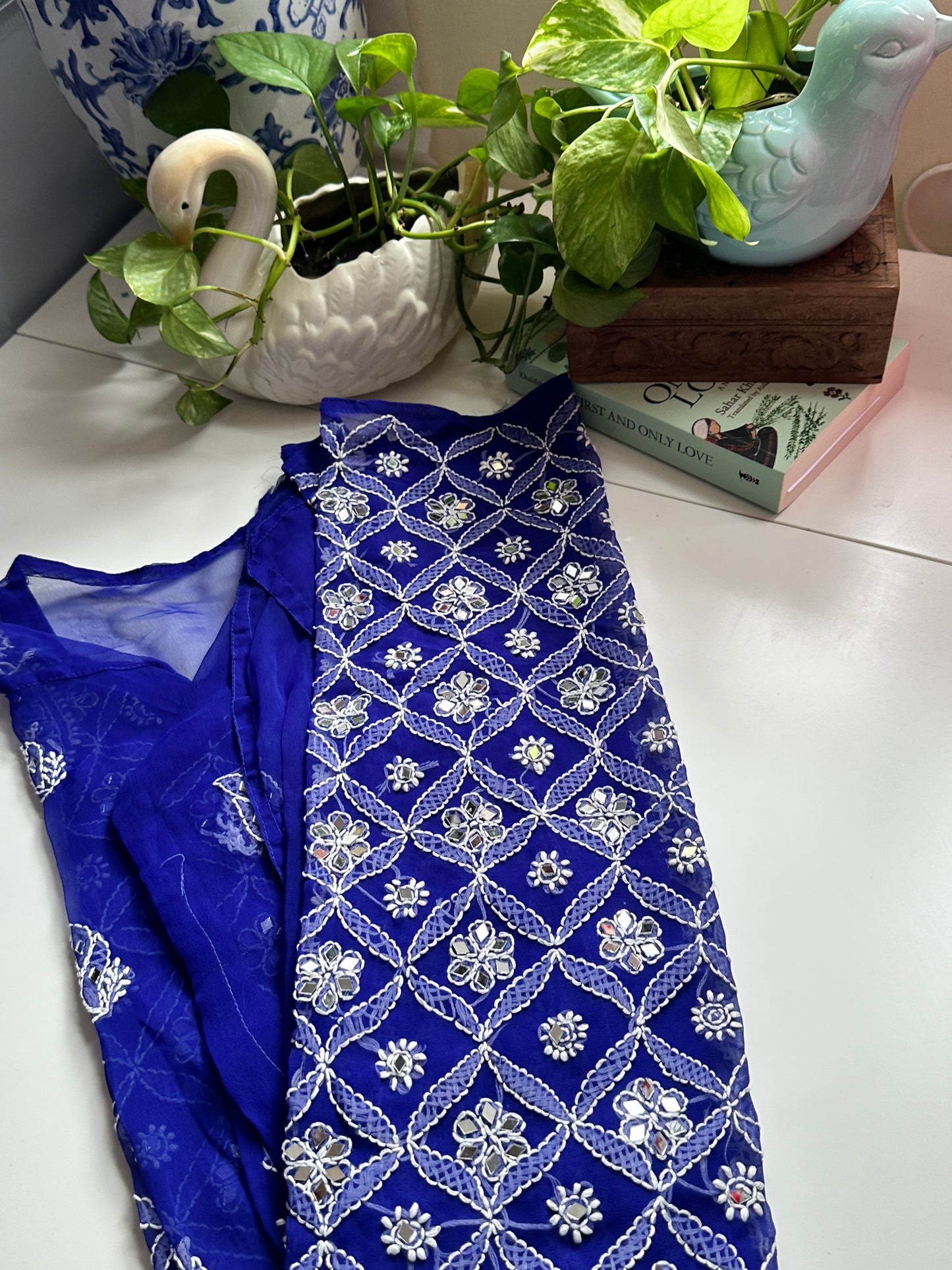 Navy Blue - Georgette Mirror Kurta