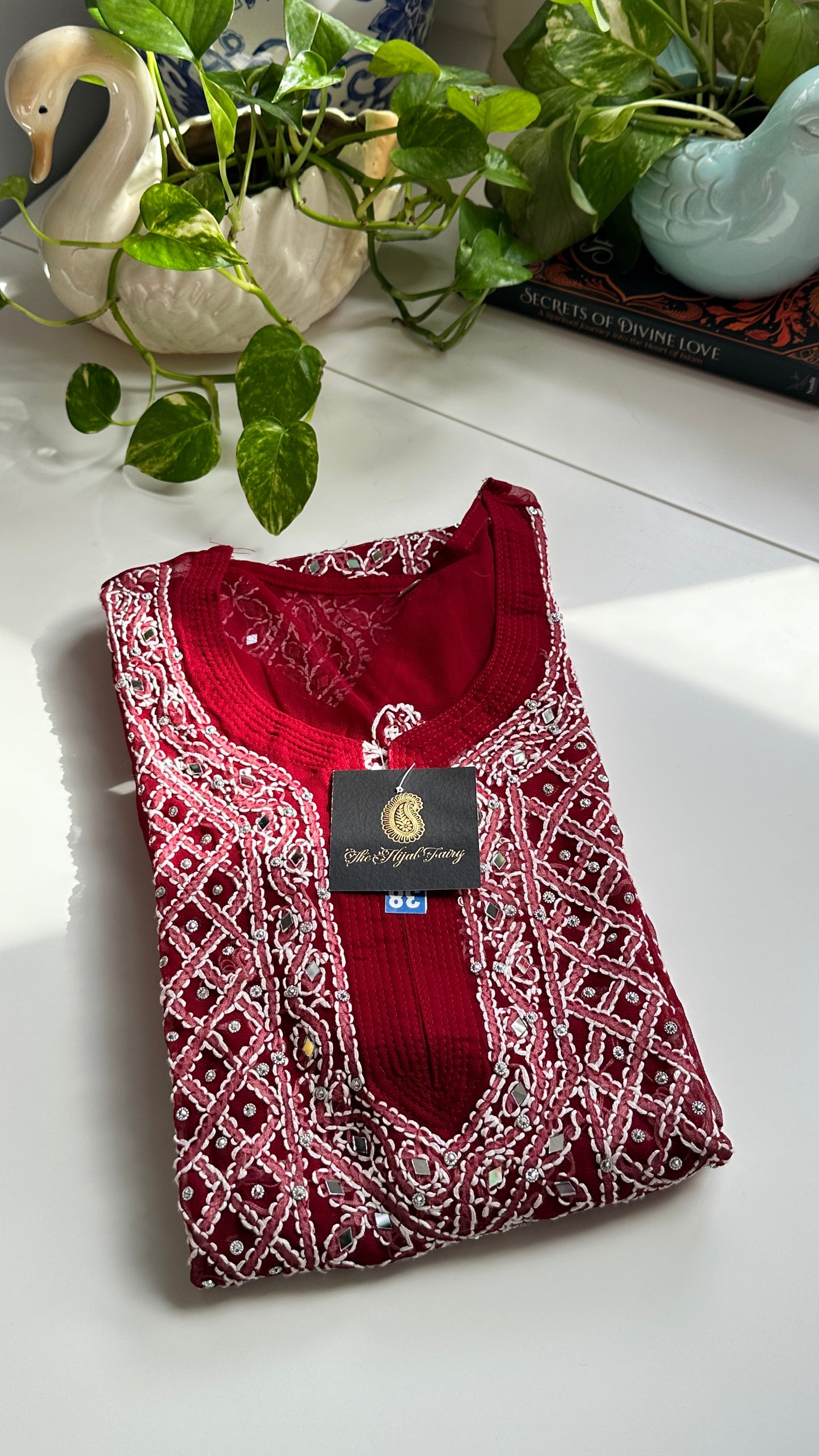 Maroon - Georgette Mirror Kurta