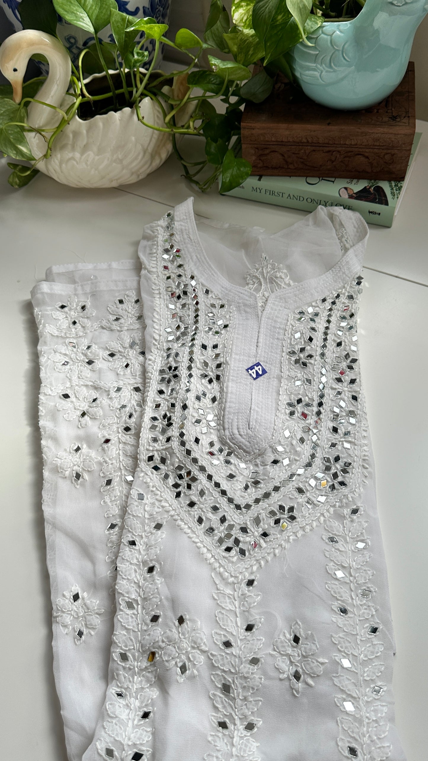 White - Georgette Mirror Kurta