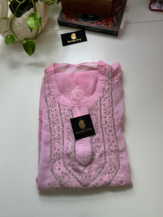 Georgette Stone Kurta- Lilac 1