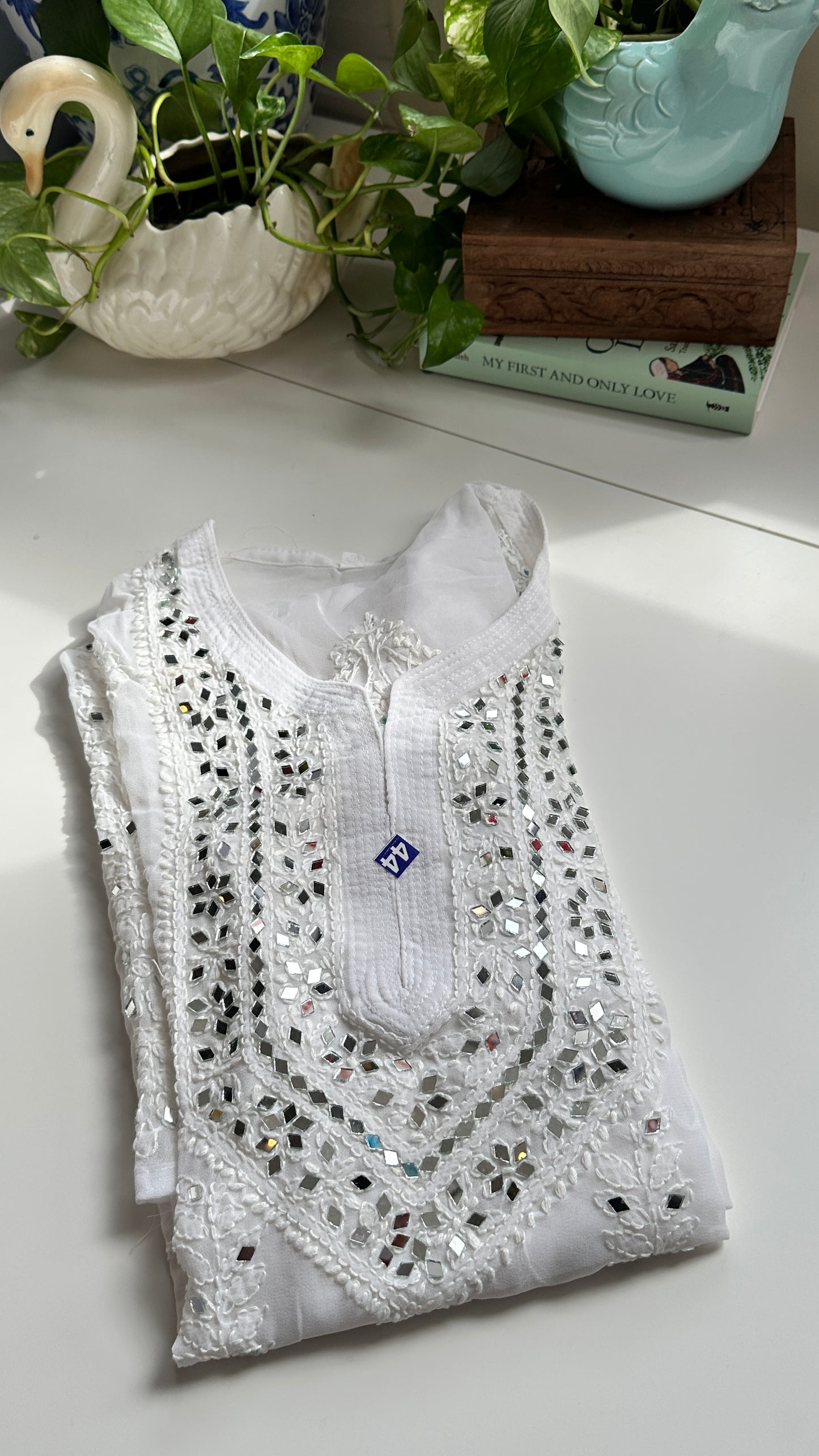 White - Georgette Mirror Kurta