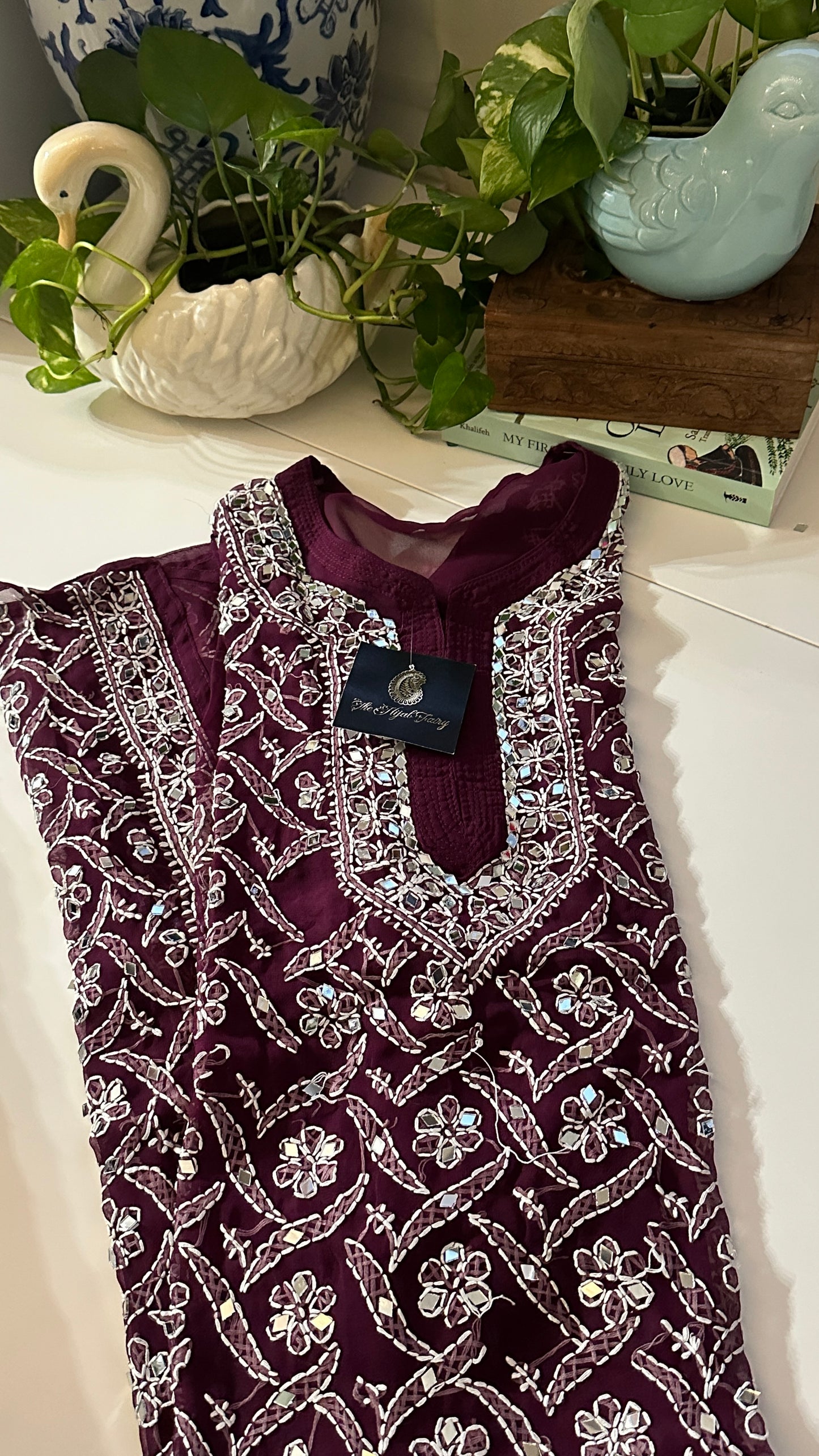 Wine - Georgette Mirror Kurta