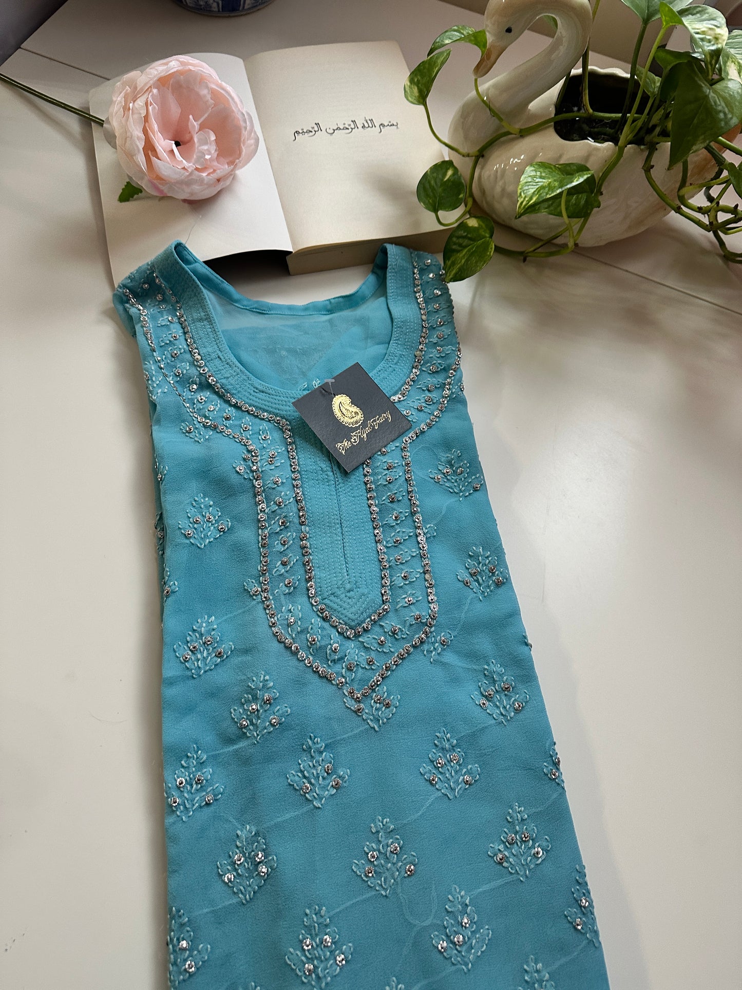 Sky Blue- Georgette Stone Kurta