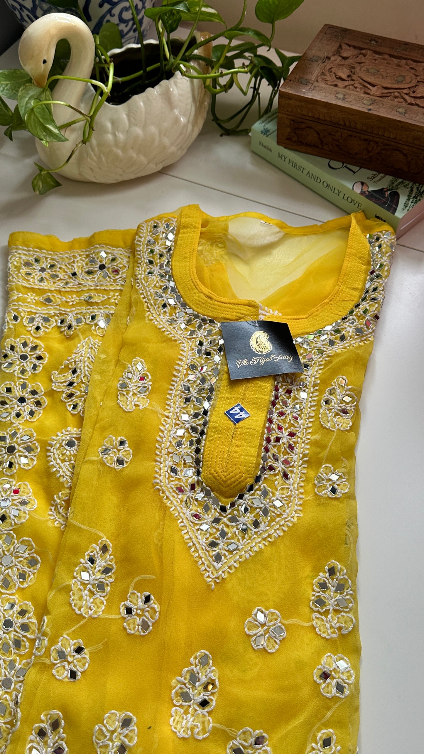 Yellow - Georgette Mirror Kurta