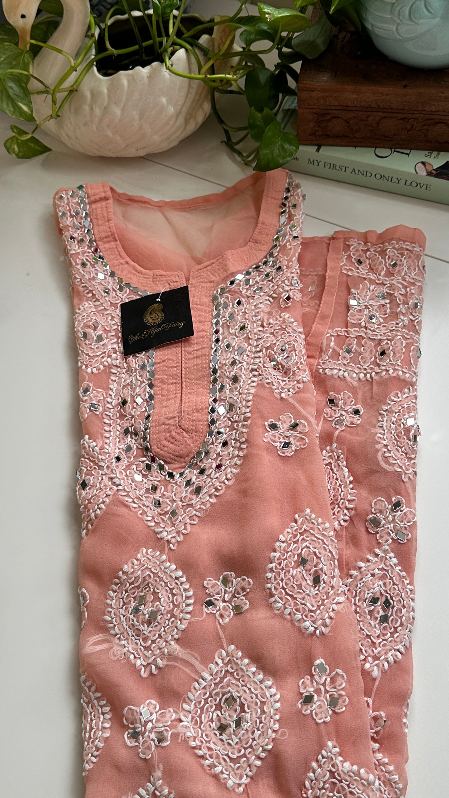 Peach - Georgette Mirror Kurta