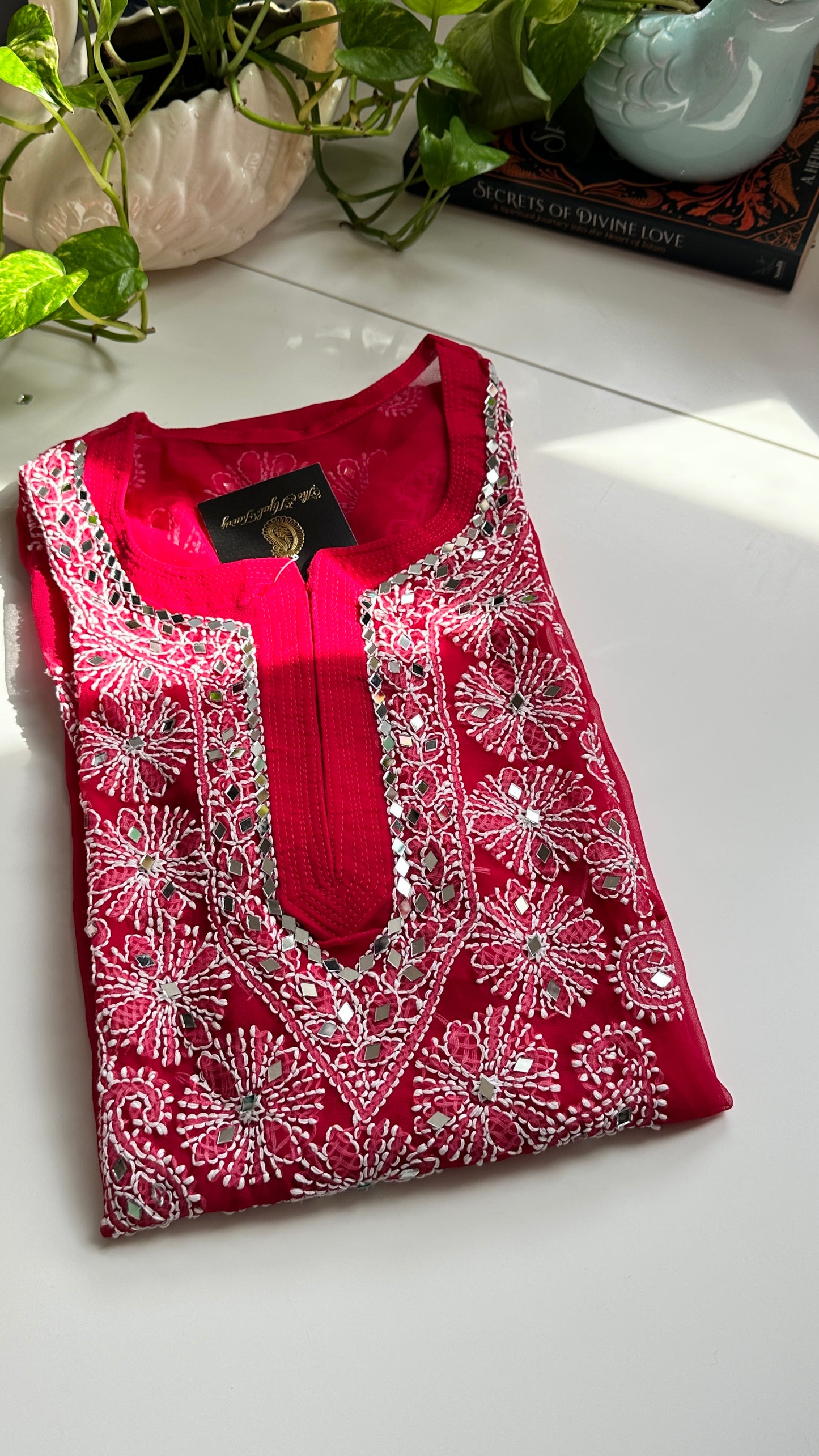 Strawberry - Georgette Mirror Kurta