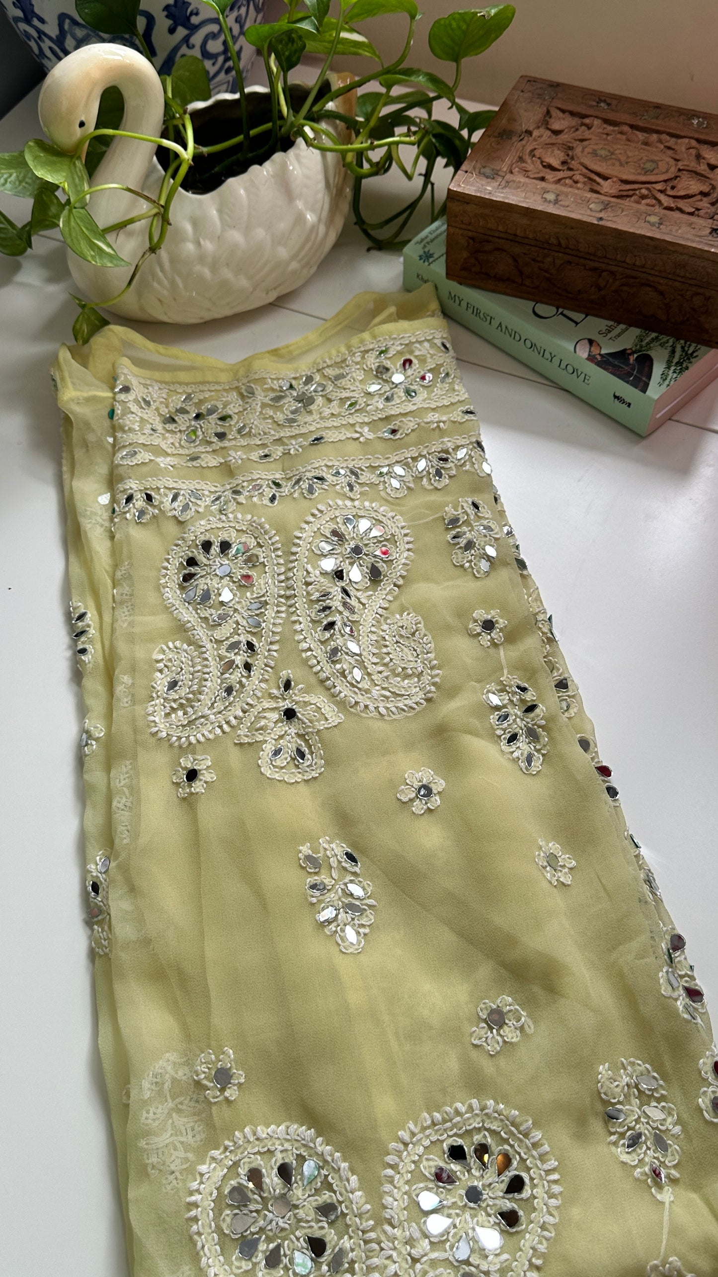 Banana Yellow - Georgette Mirror Kurta